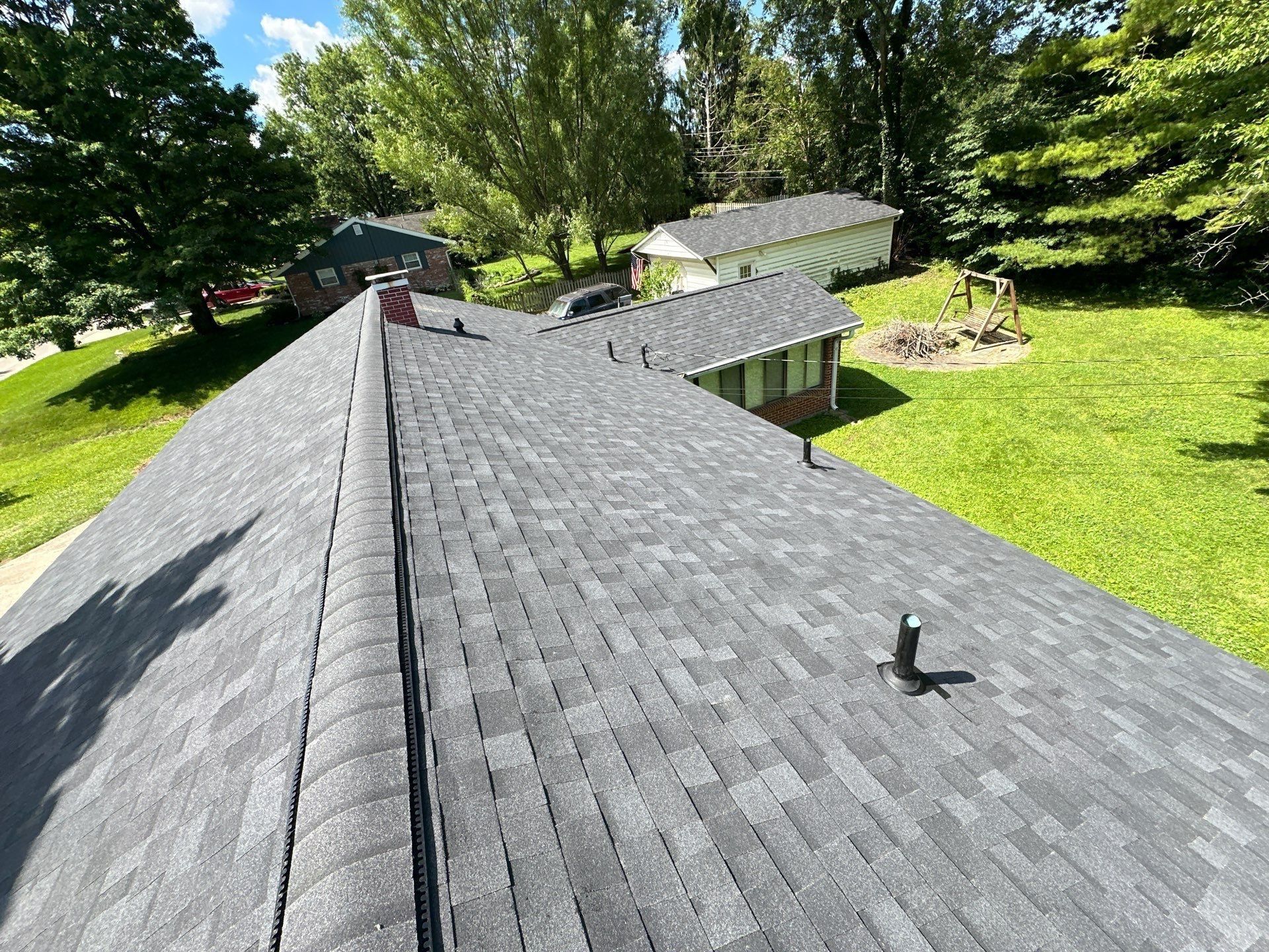 The finished house roof along the ridge, Beavercreek, Ohio.