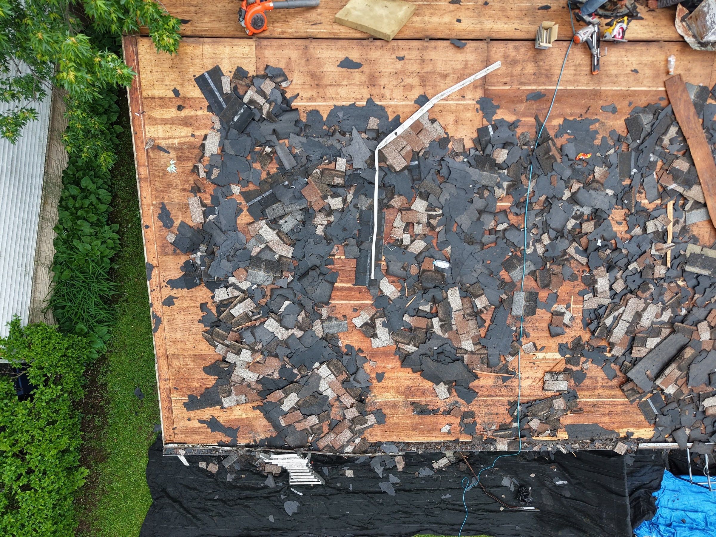 The whole roof from above during tear-off, Dayton, Ohio.