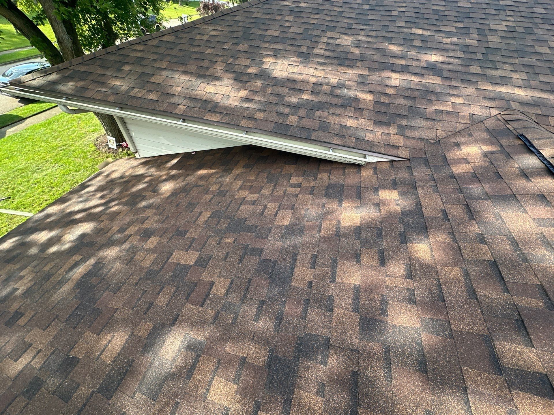 The finished lower roof where it meets the house wall, Dayton, Ohio.