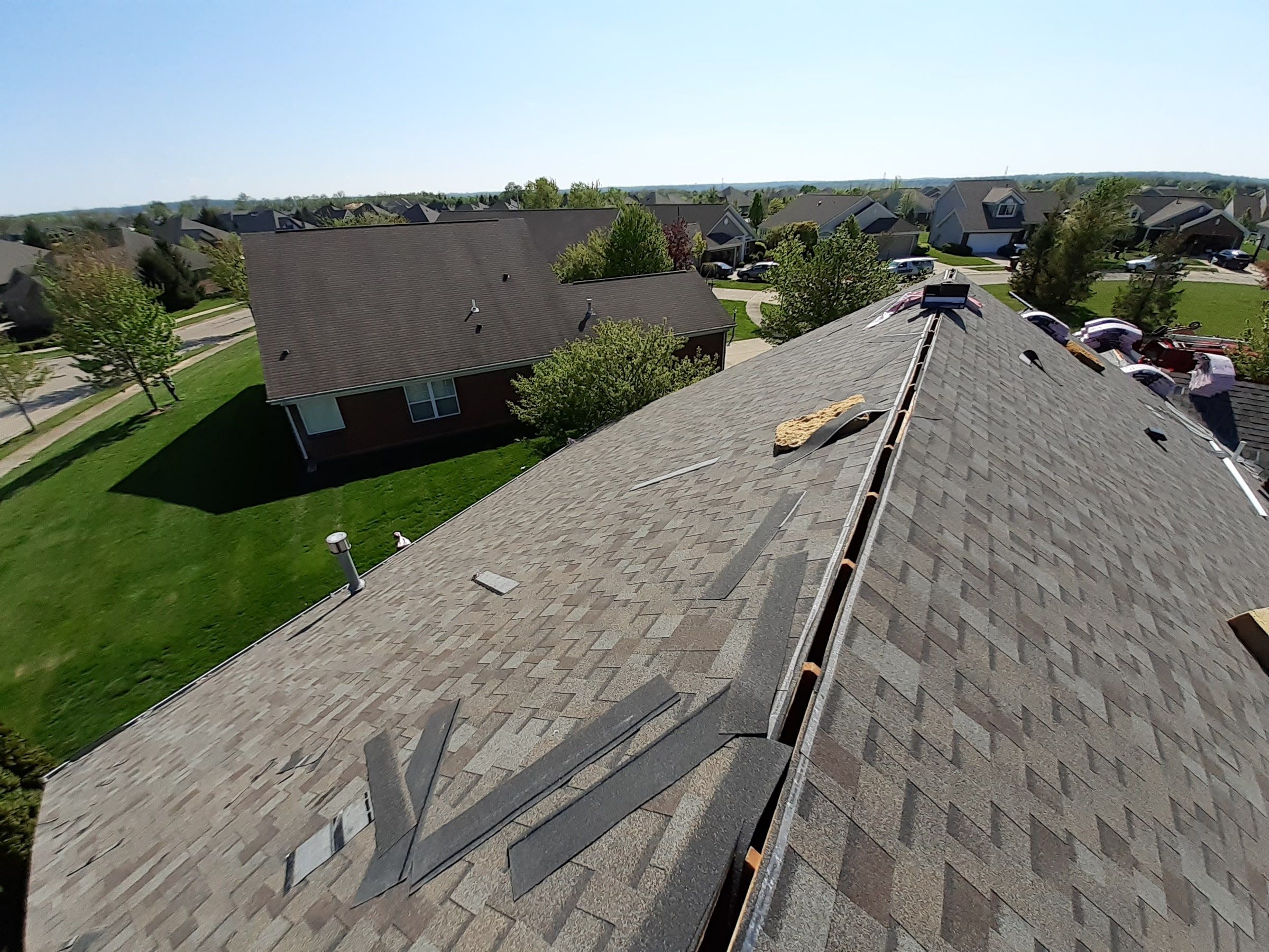 The open ridge slot ready for the ridge vent, Xenia, Ohio.
