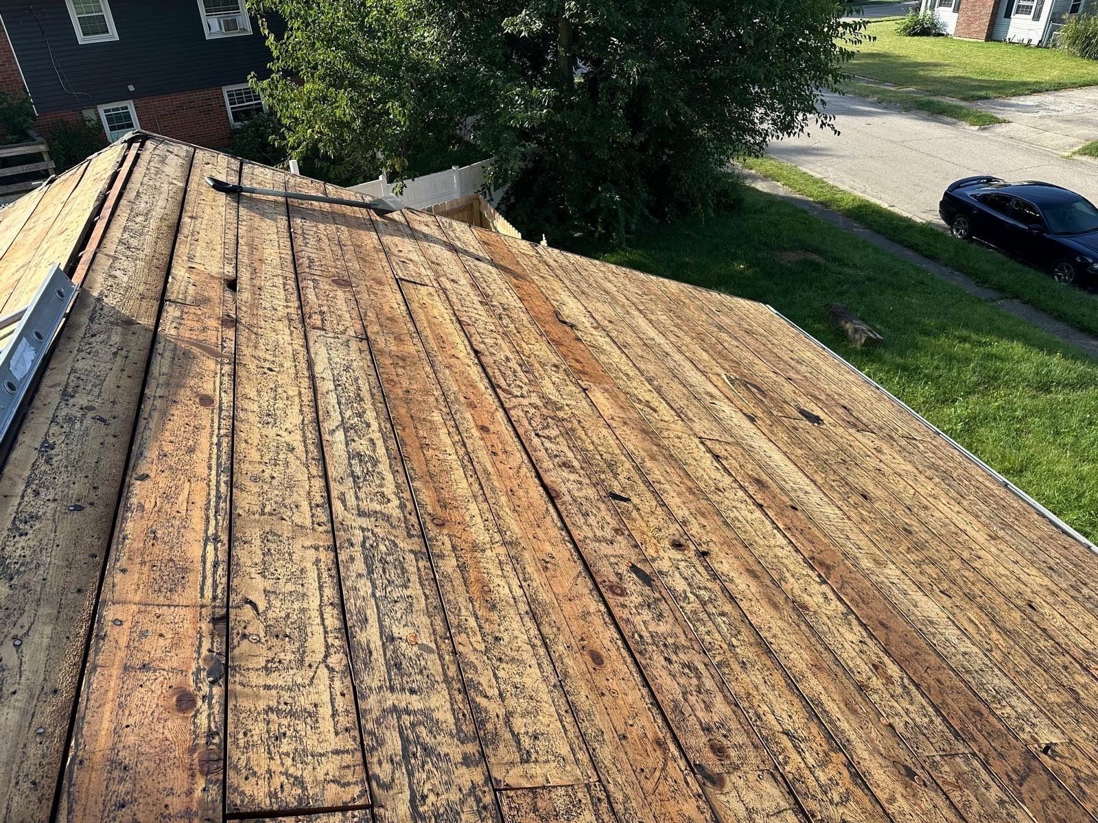 The board deck running down to the gutter above the street, Fairborn, Ohio.