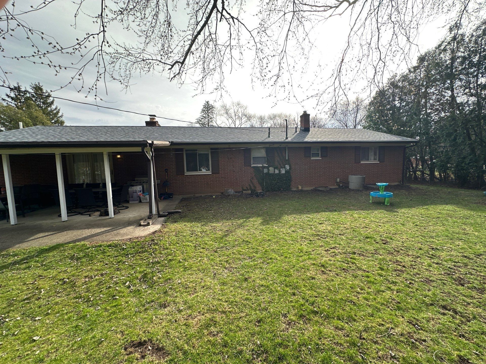 Rear elevation and covered patio