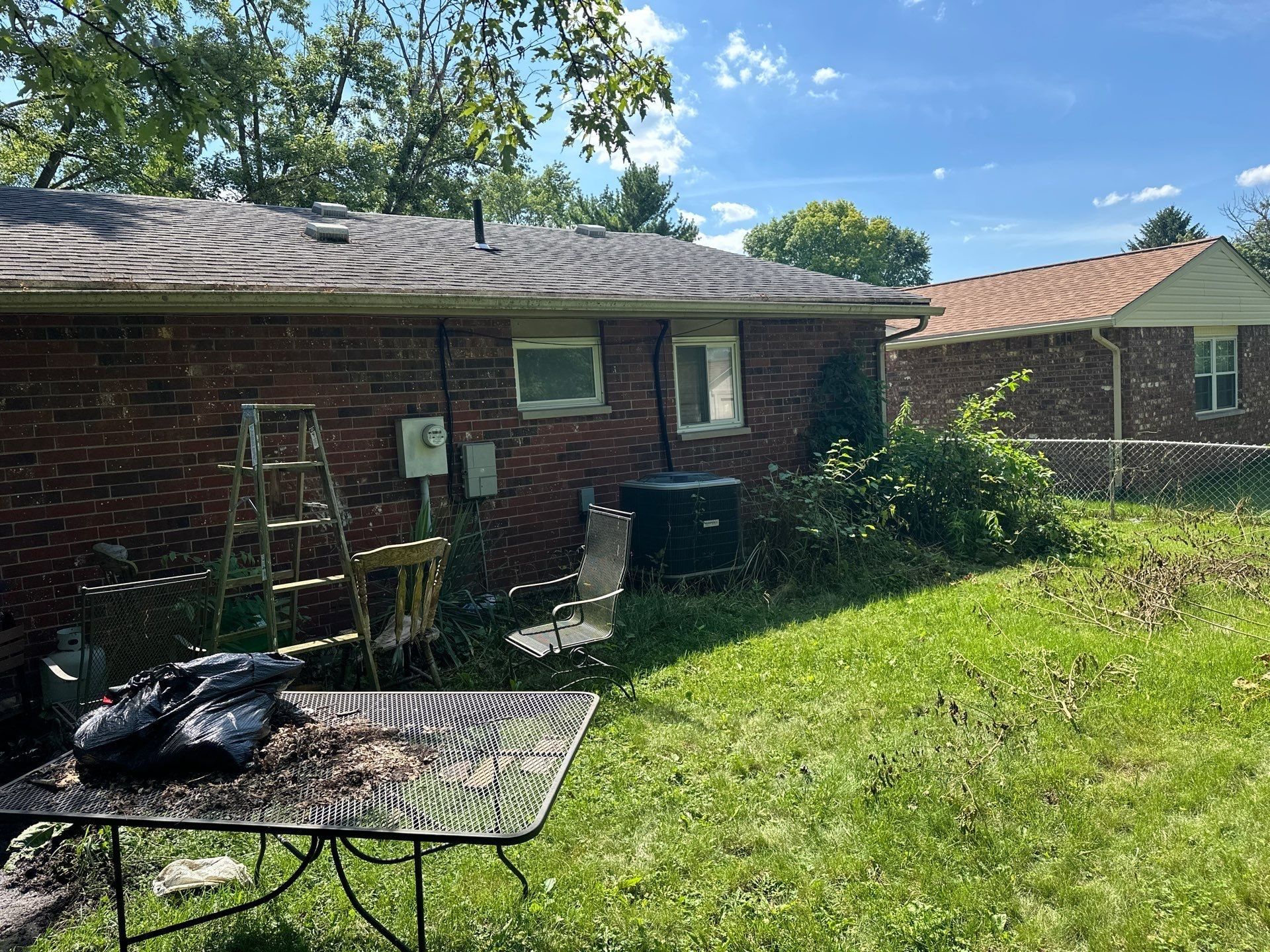 The back of the house where the old gutter was pulling away, Xenia, Ohio.