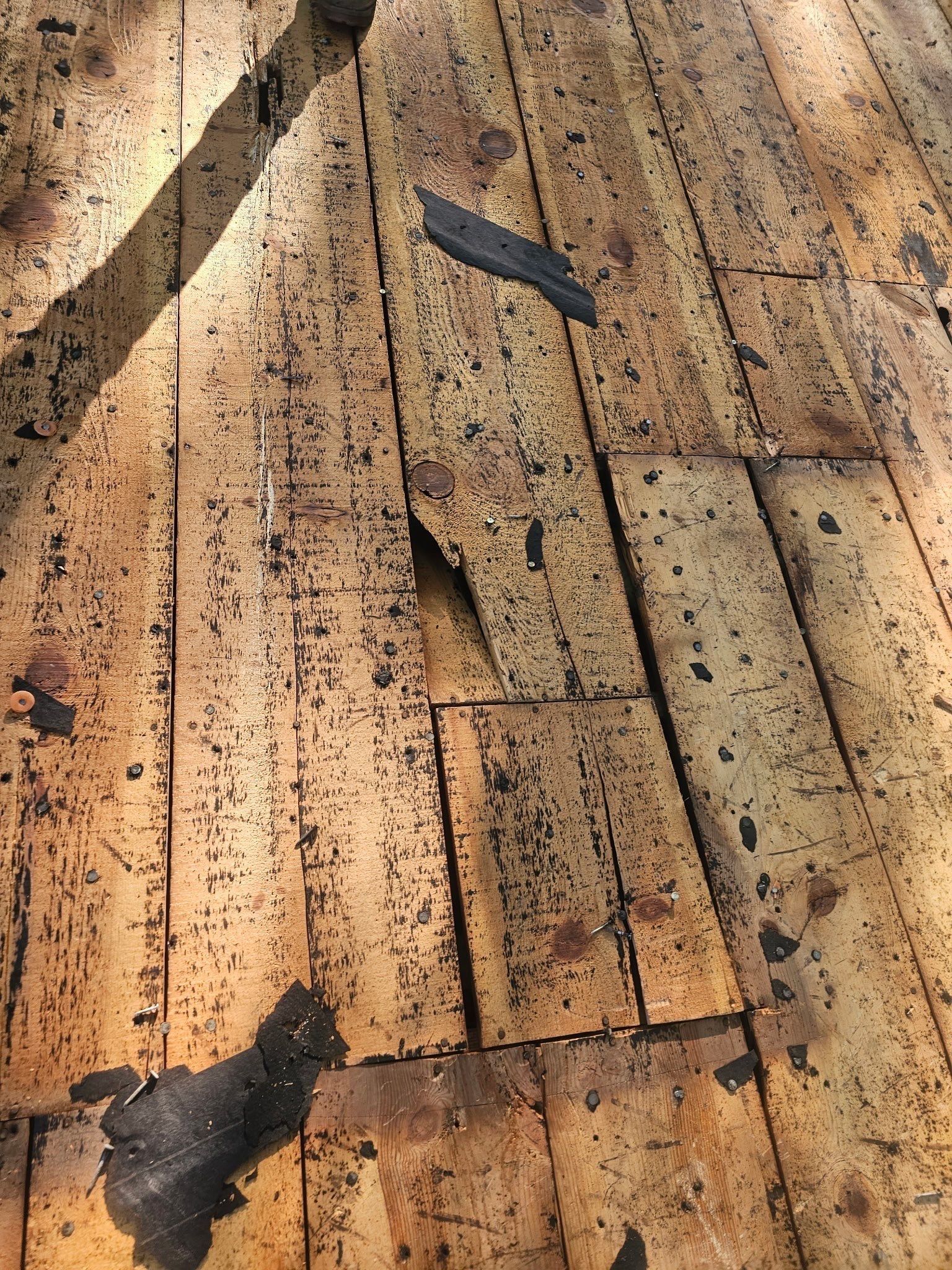 A broken plank in the old deck, close up, Kettering, Ohio.