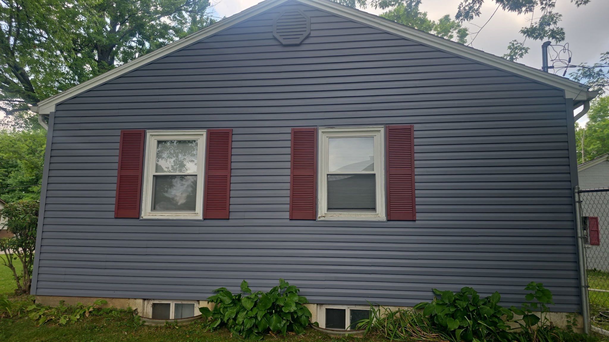 Gable end and rehung shutters