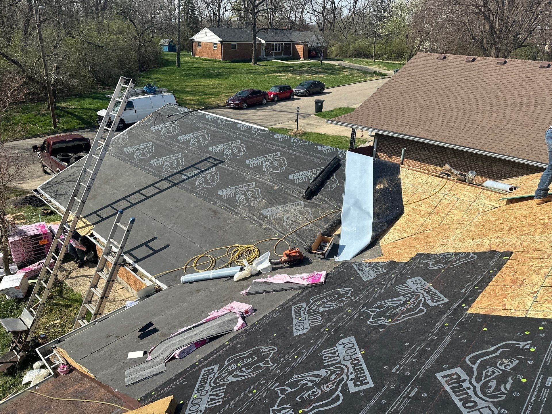 Underlayment and material staged on it
