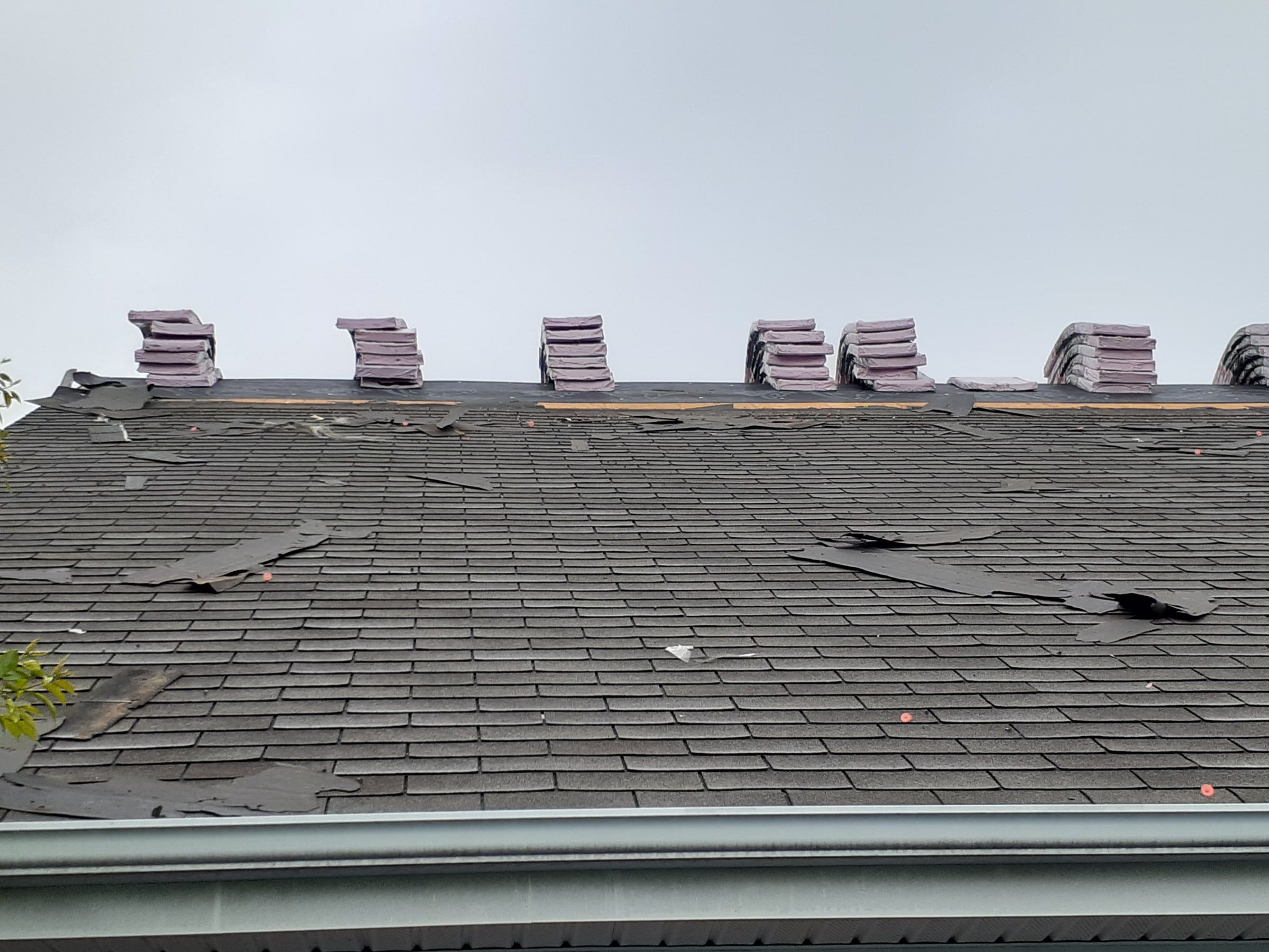 Tear-off line along the ridge and bundles