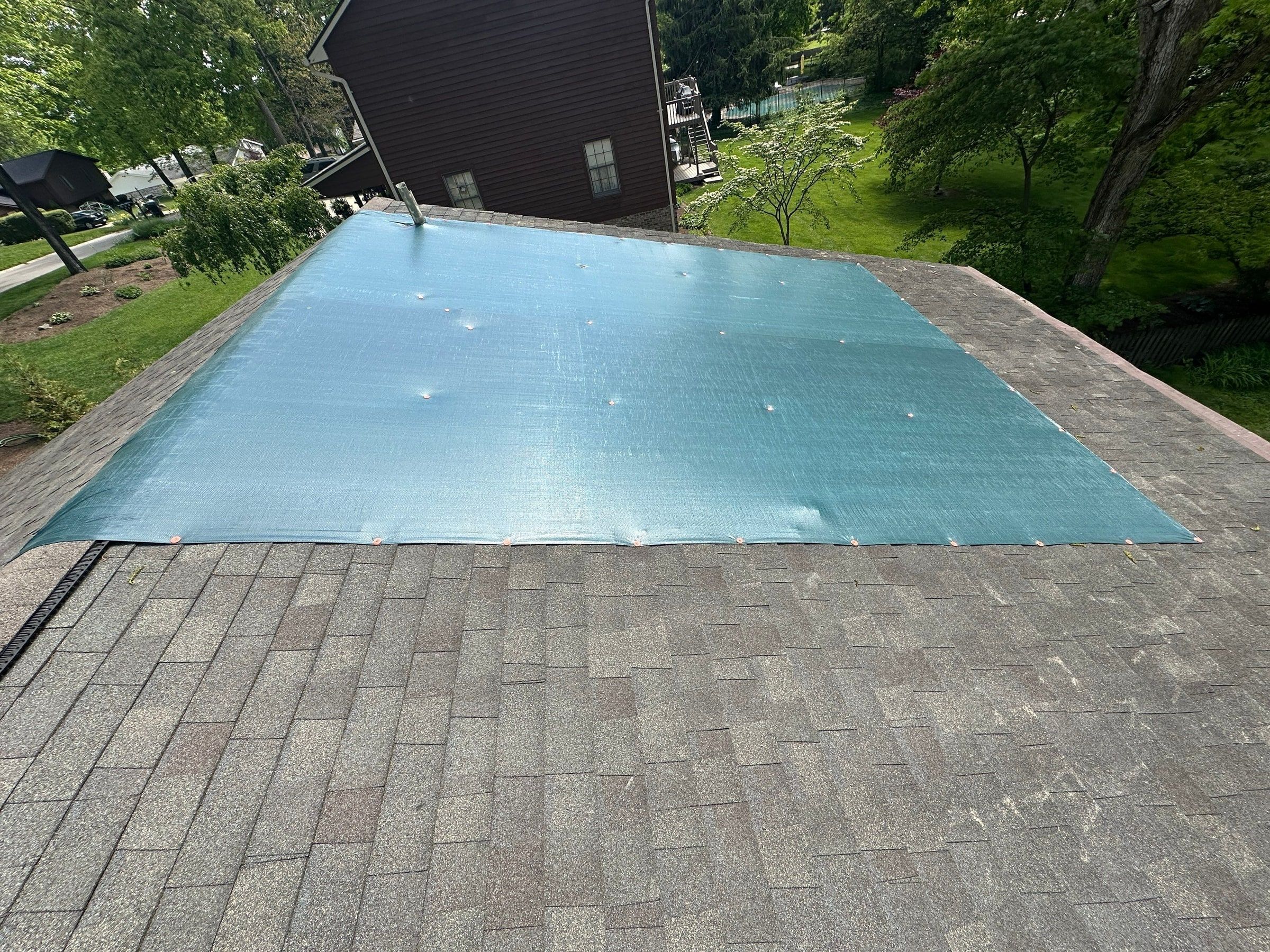 Emergency tarp sealed around the vent