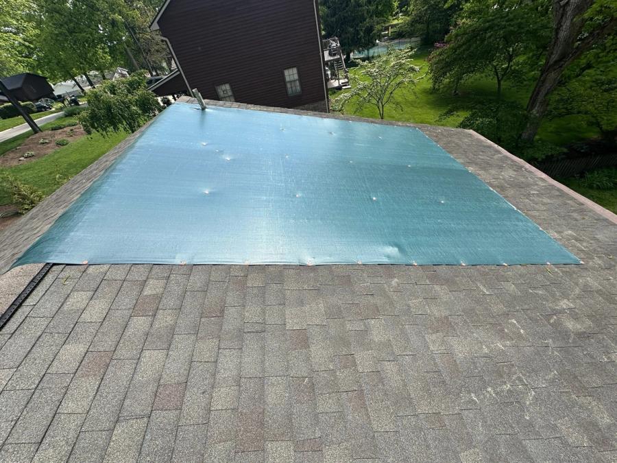 Emergency tarp sealed around the vent