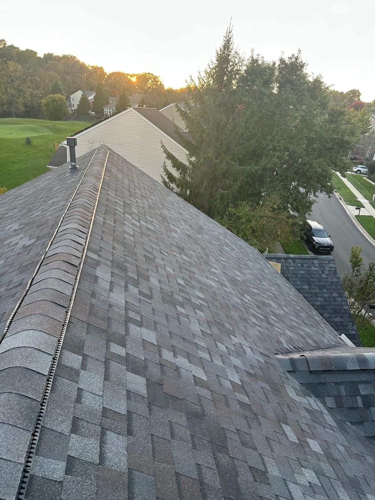 The finished ridge cap running along the top of the roof, Beavercreek, Ohio.