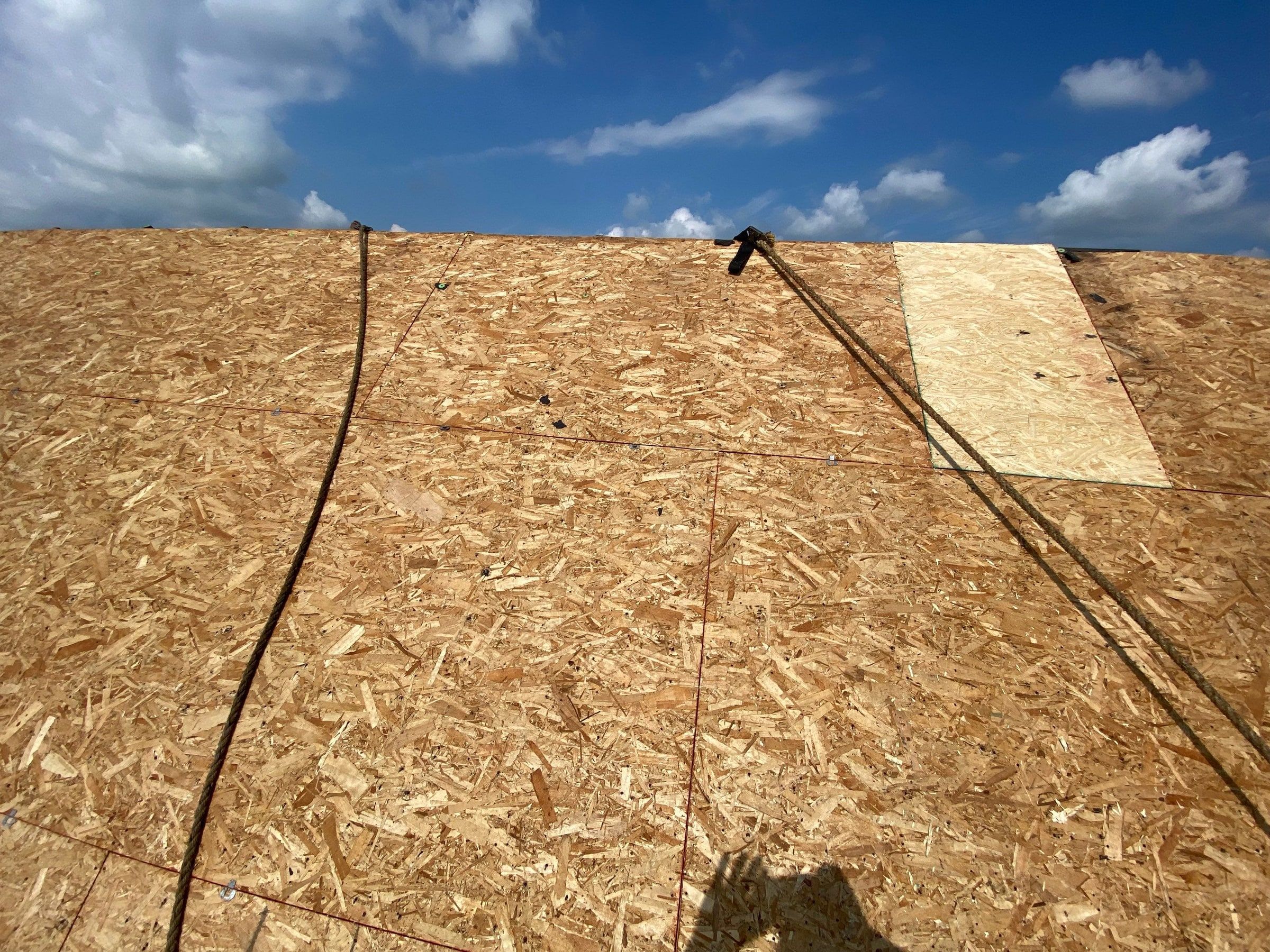 New sheet of decking set into the stripped upper slope, Yellow Springs, Ohio.