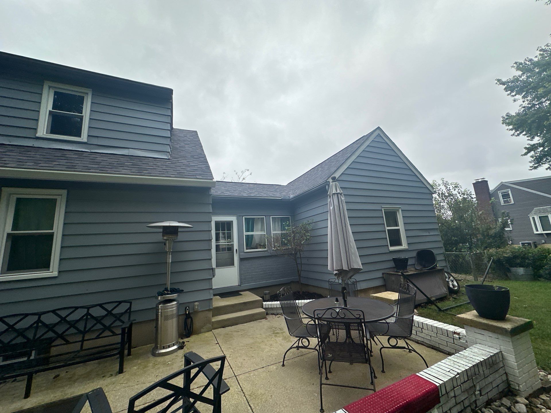 The back patio under the finished roof, Beavercreek, Ohio.