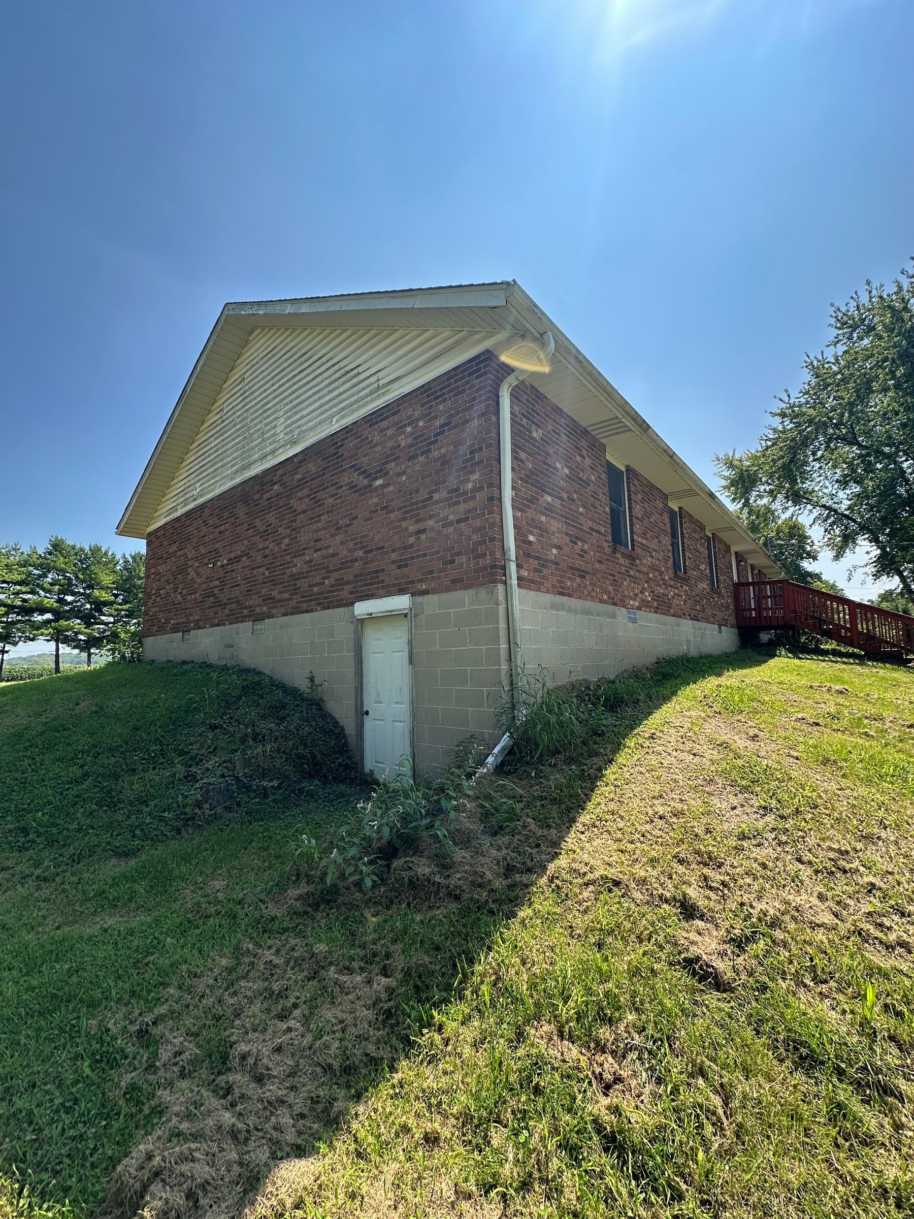 Church end wall and block foundation