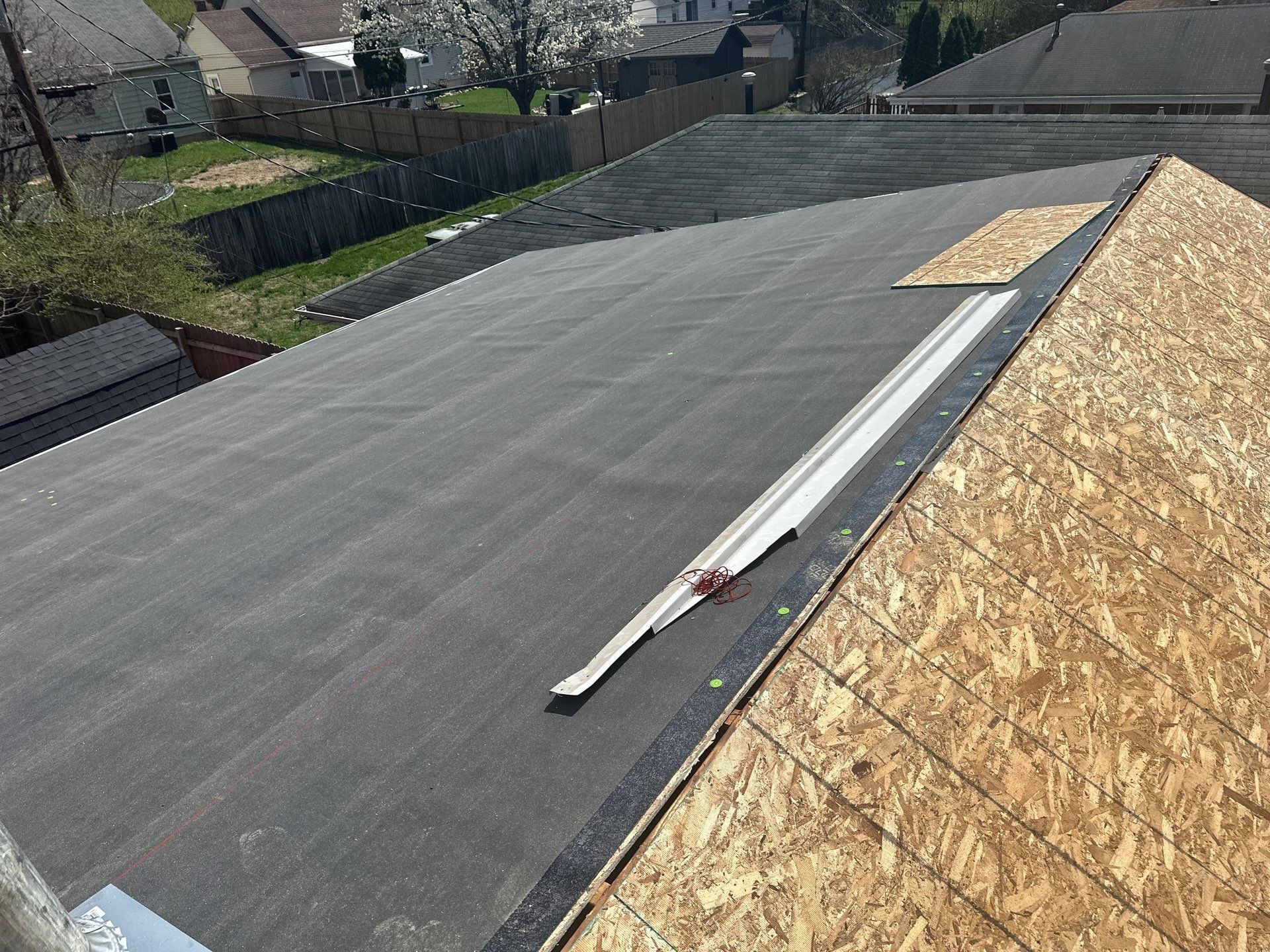 Dark membrane at the roof edge