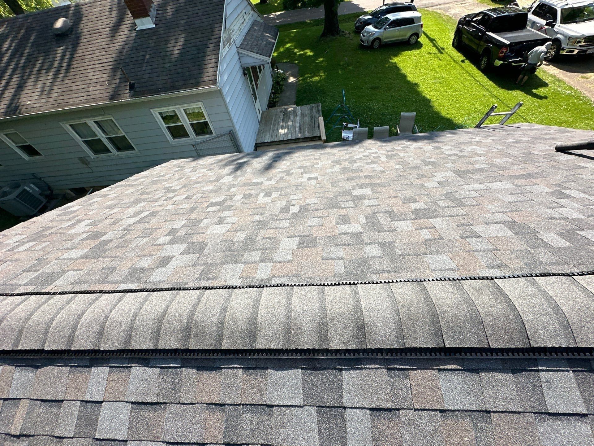 Roof above the original siding