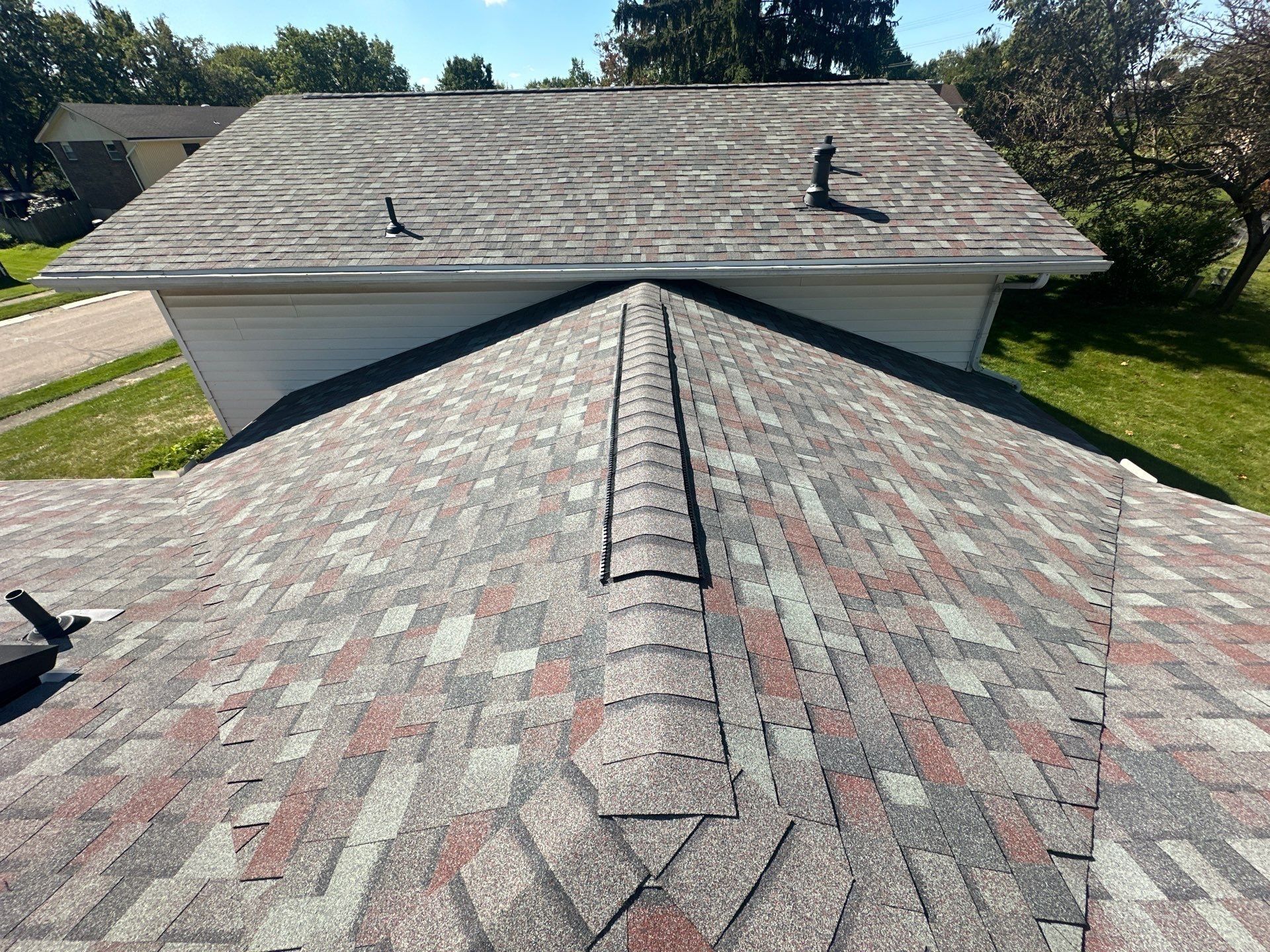 Finished hips meeting below the two-story wall, West Carrollton, Ohio.