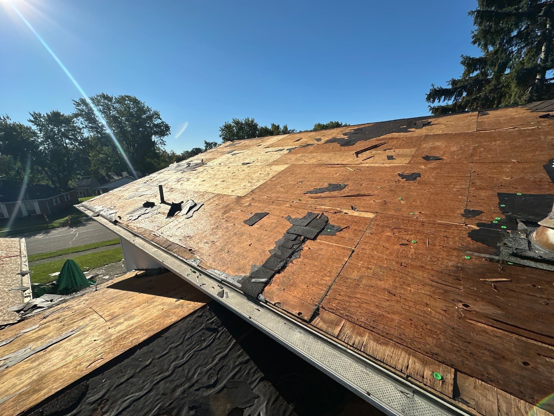 The deck at the eave, with split boards near the gutter, West Carrollton, Ohio.