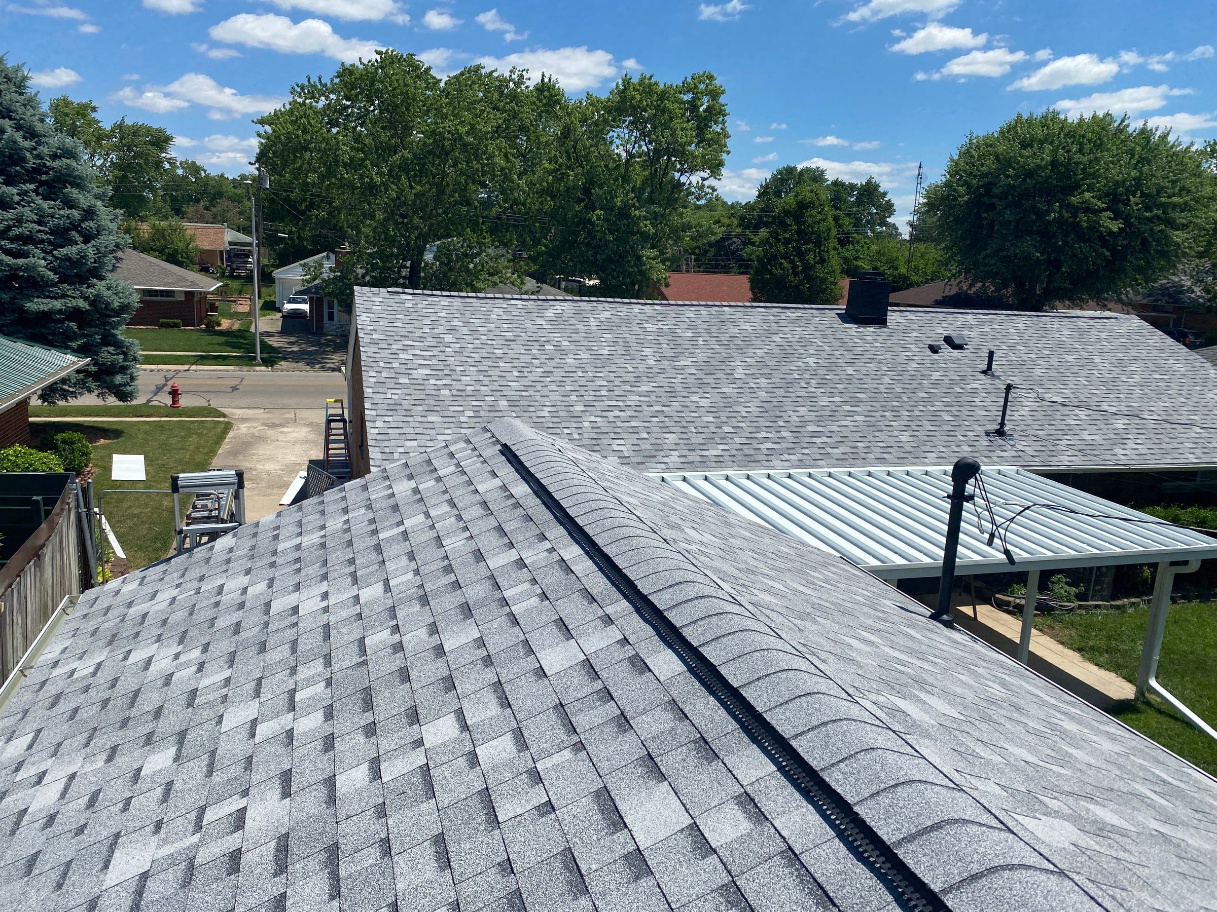 The finished roof looking out toward the street, Huber Heights, Ohio.