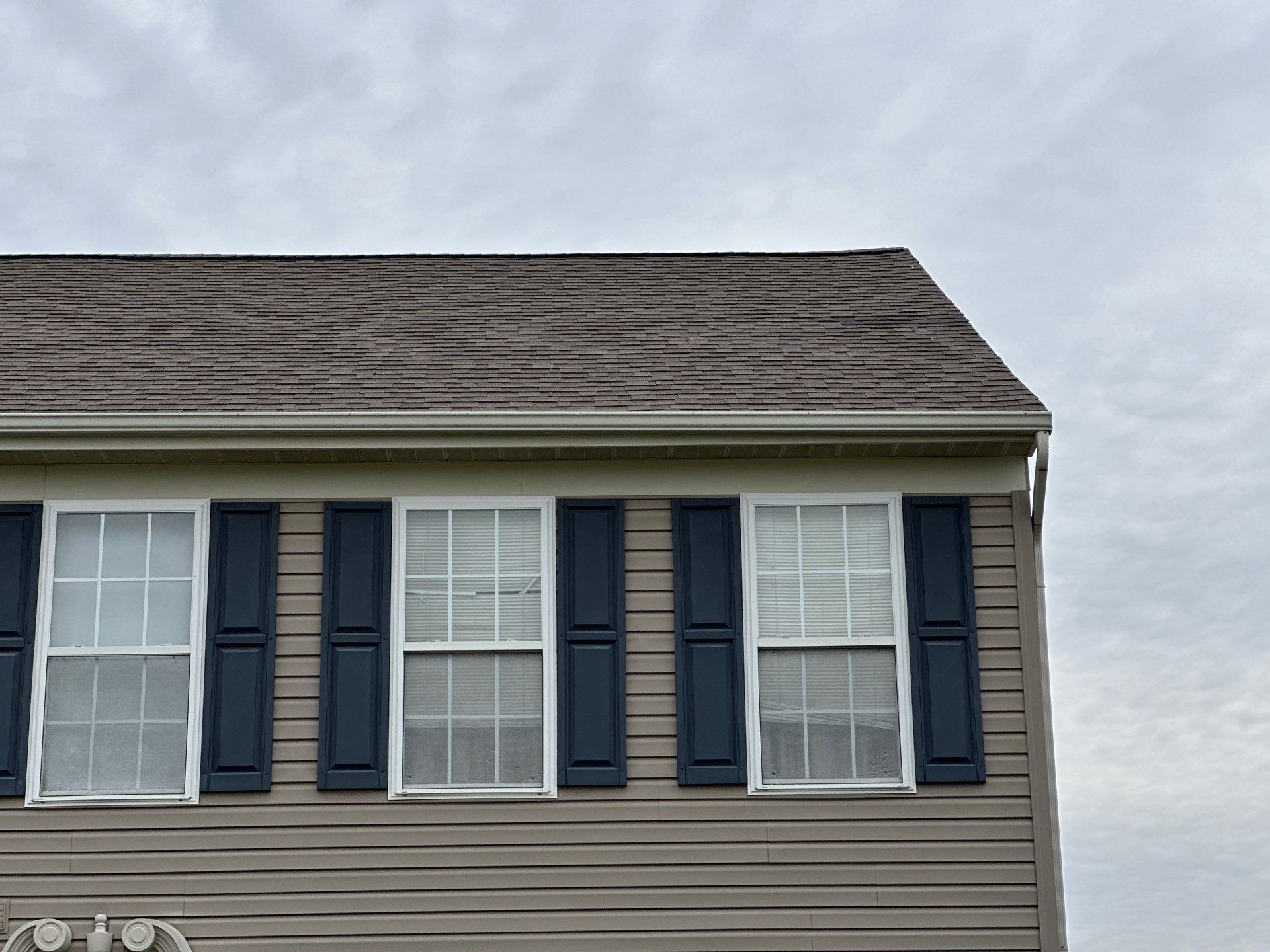 Gable end and roof edge above windows