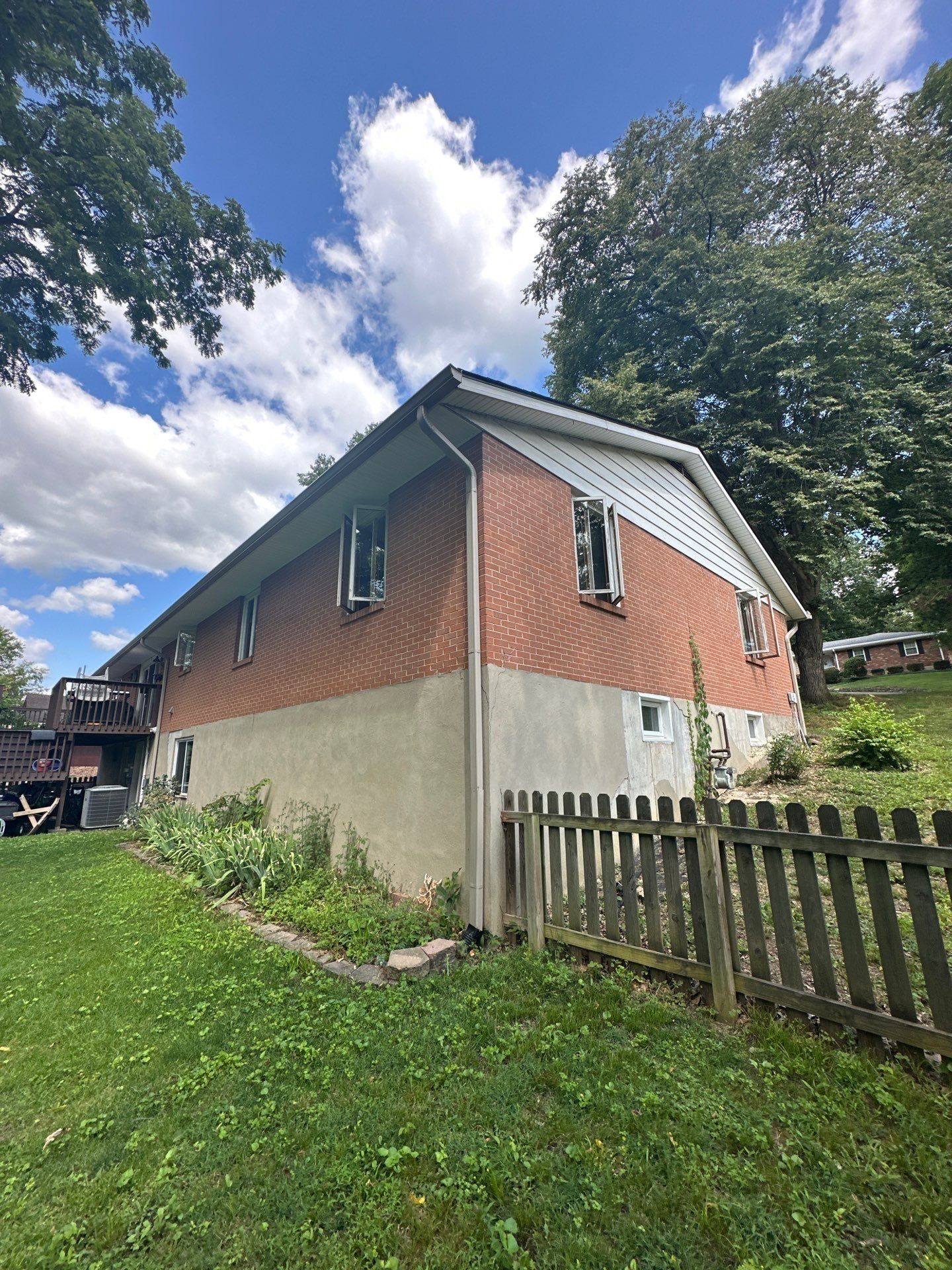 Gable end above the fence line