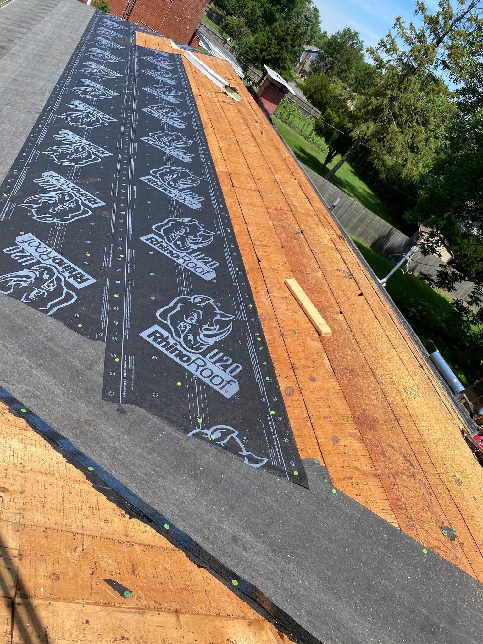 RhinoRoof underlayment rolled out over the deck along the valley, Beavercreek, Ohio.