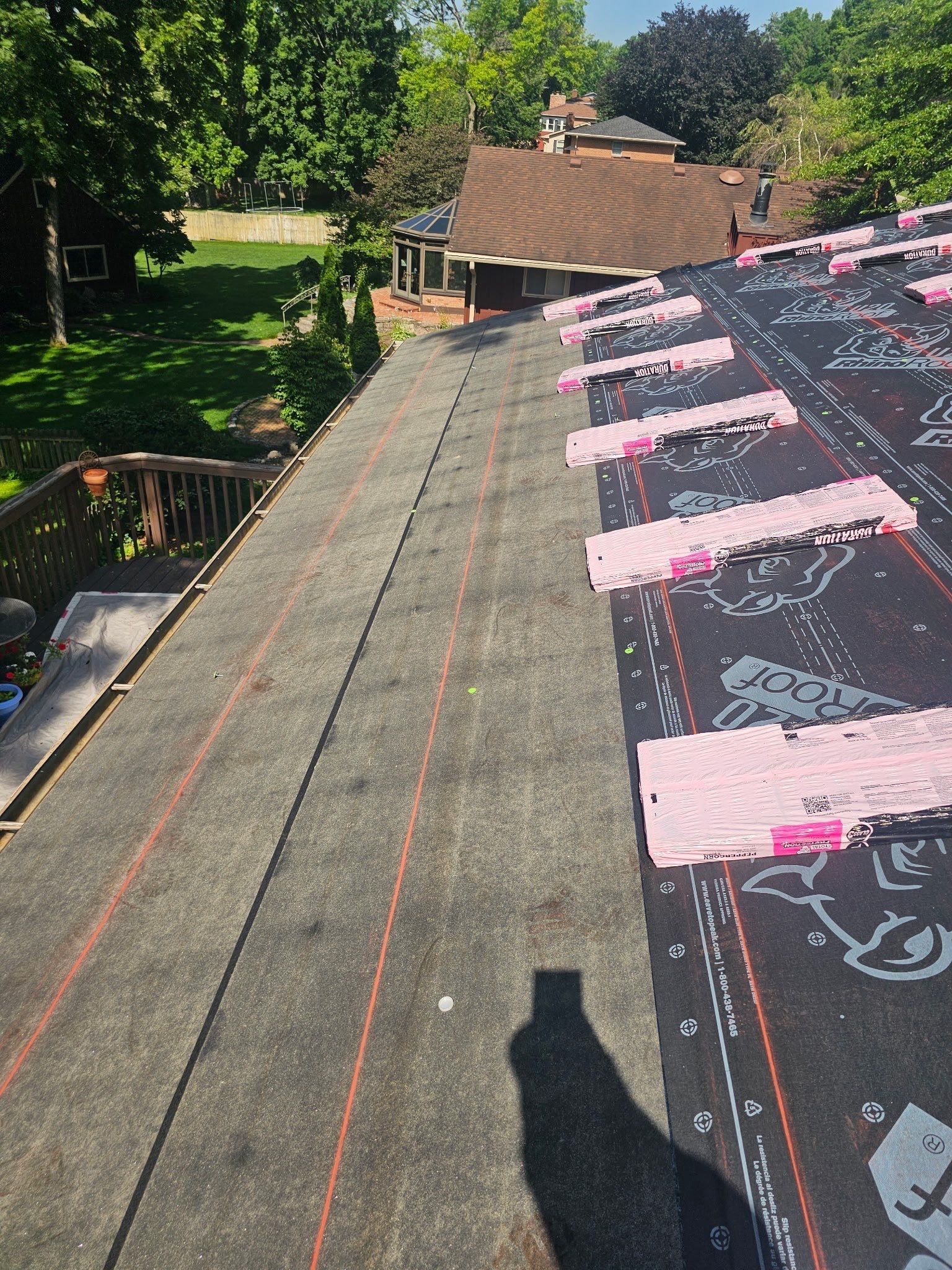 RhinoRoof U20 cap nailed with chalk lines