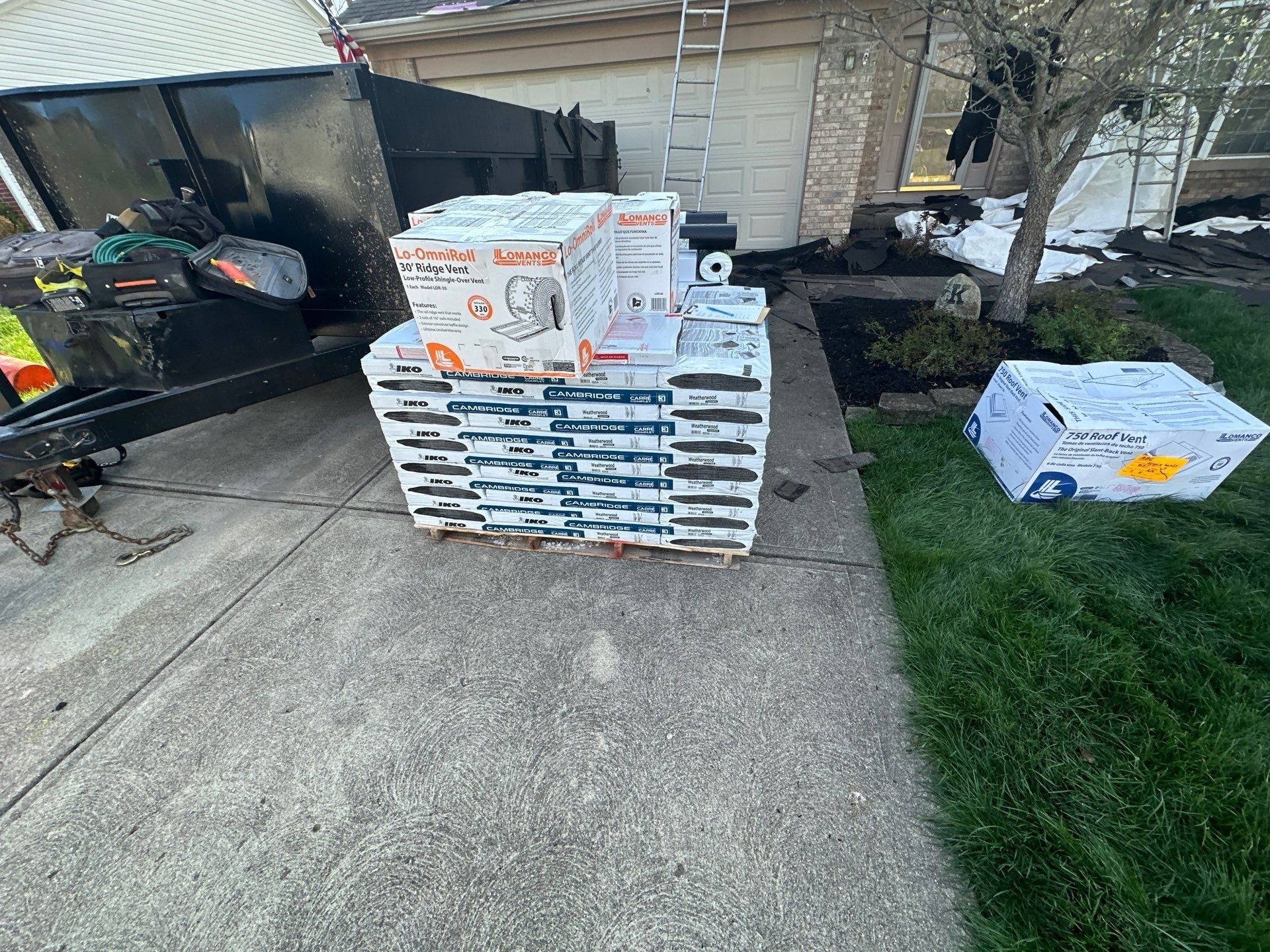 IKO Cambridge Weatherwood bundles and Lomanco vent