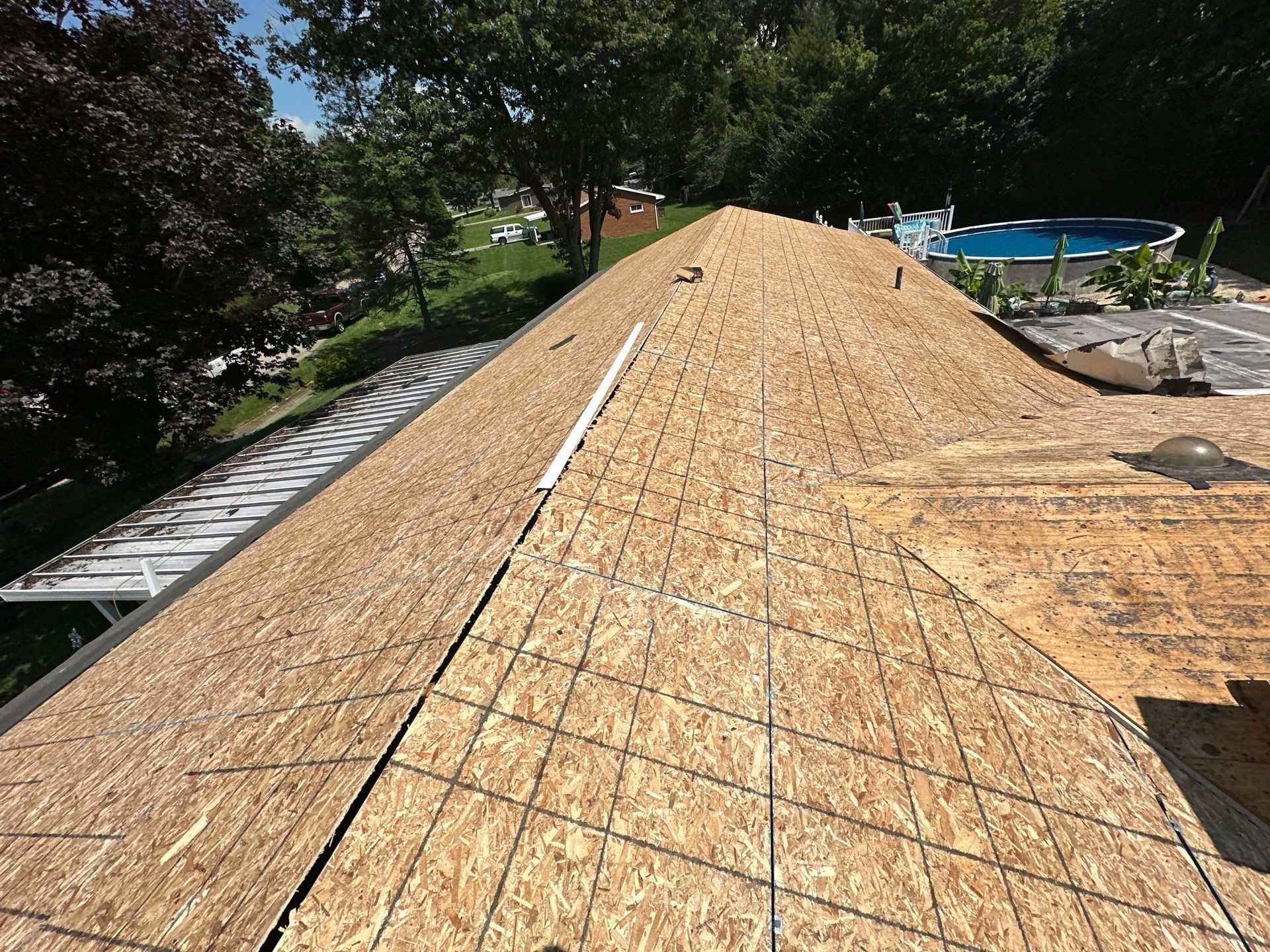 The finished OSB deck running toward the back yard, Beavercreek, Ohio.