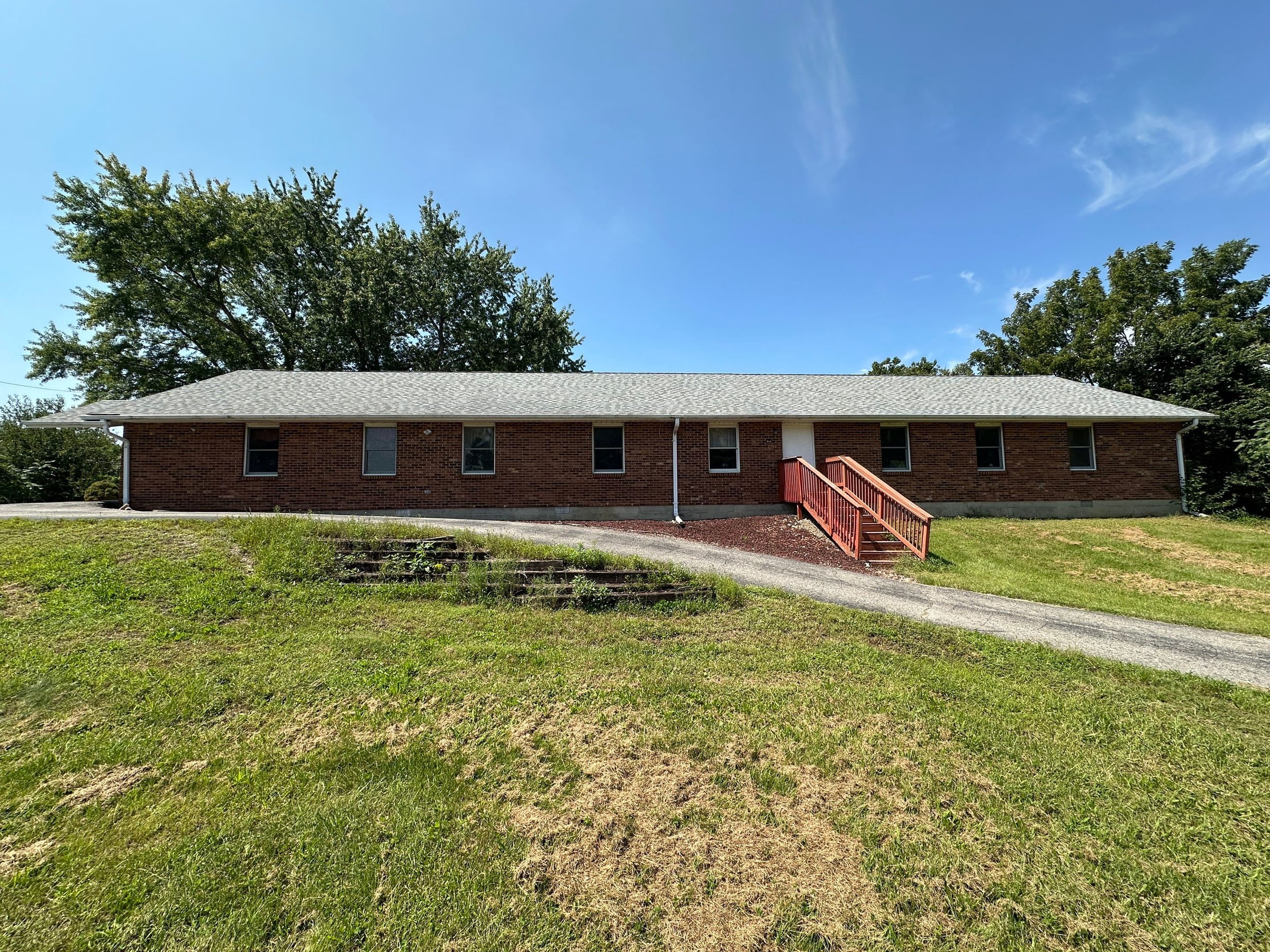 Church front elevation and roof