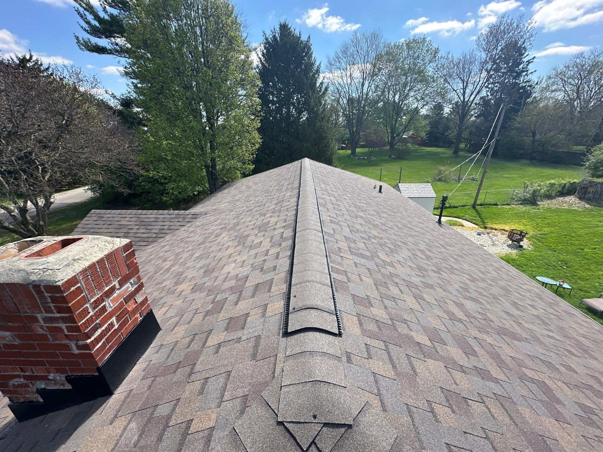 The finished ridge vent beside the chimney, Beavercreek, Ohio.