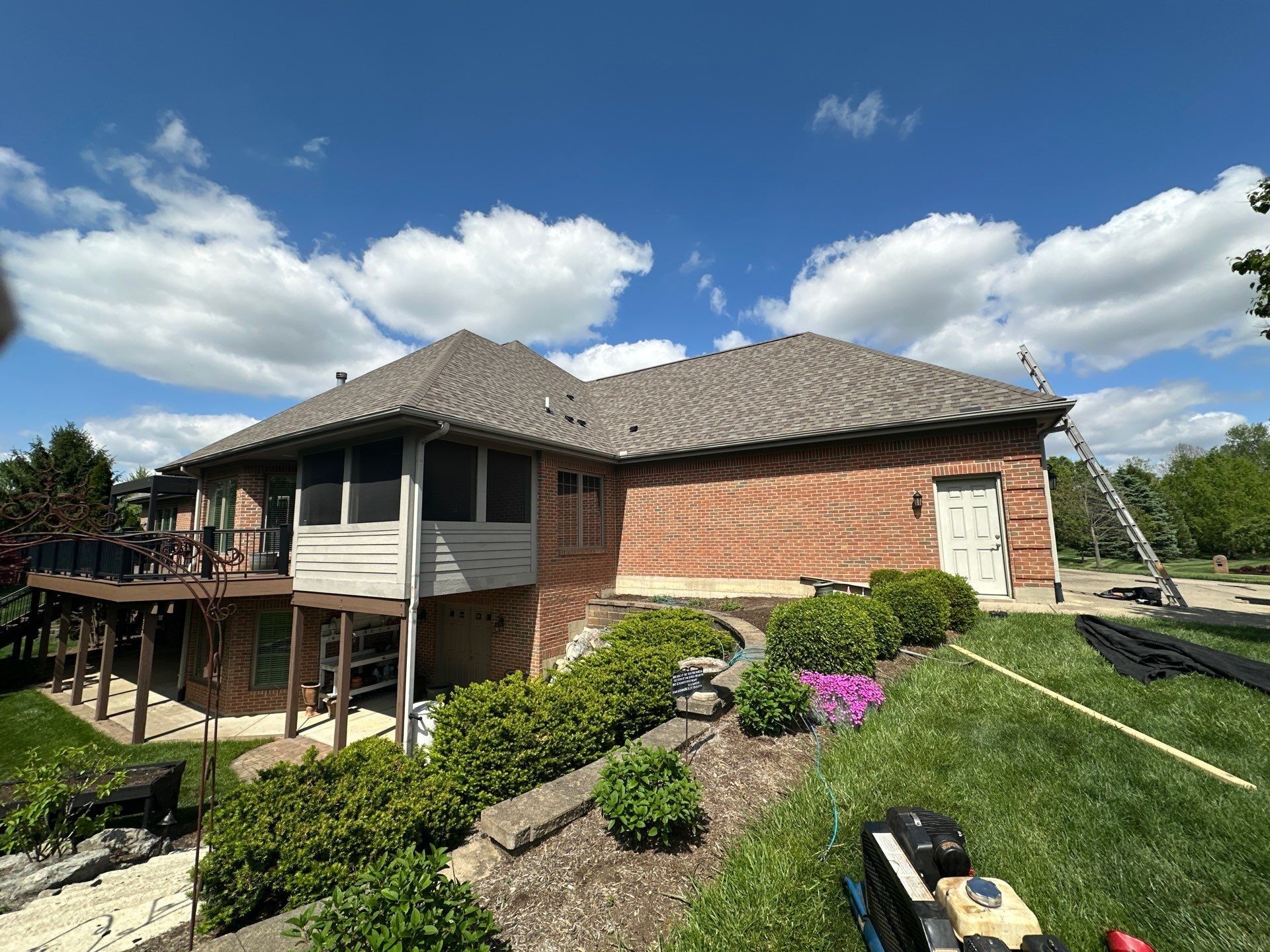 Roof over the screened porch
