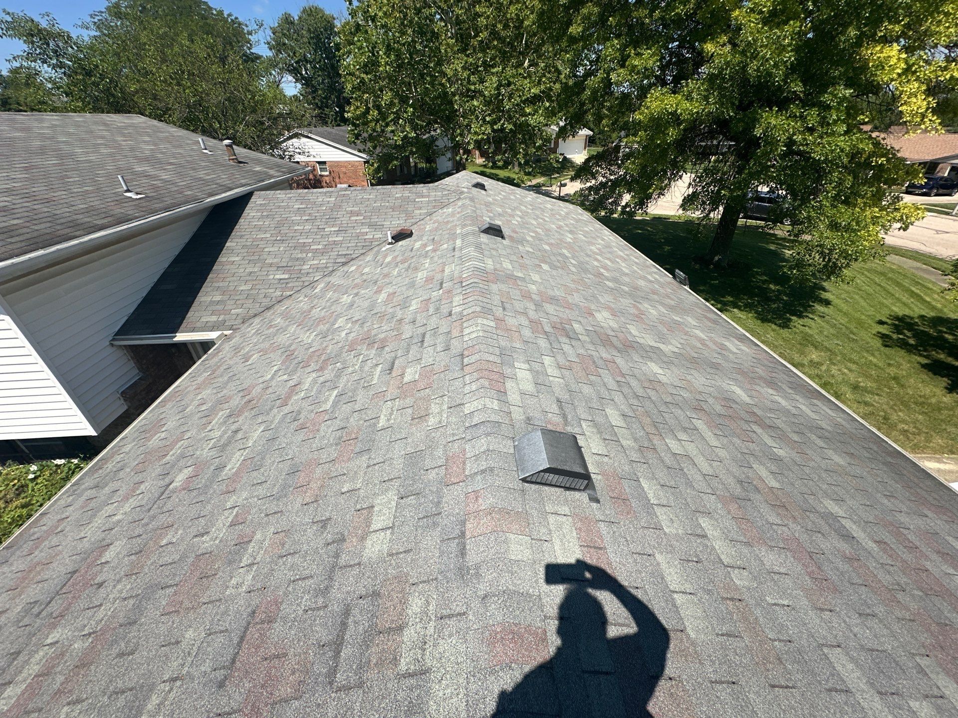 The old roof where the hips meet the two-story wall, West Carrollton, Ohio.