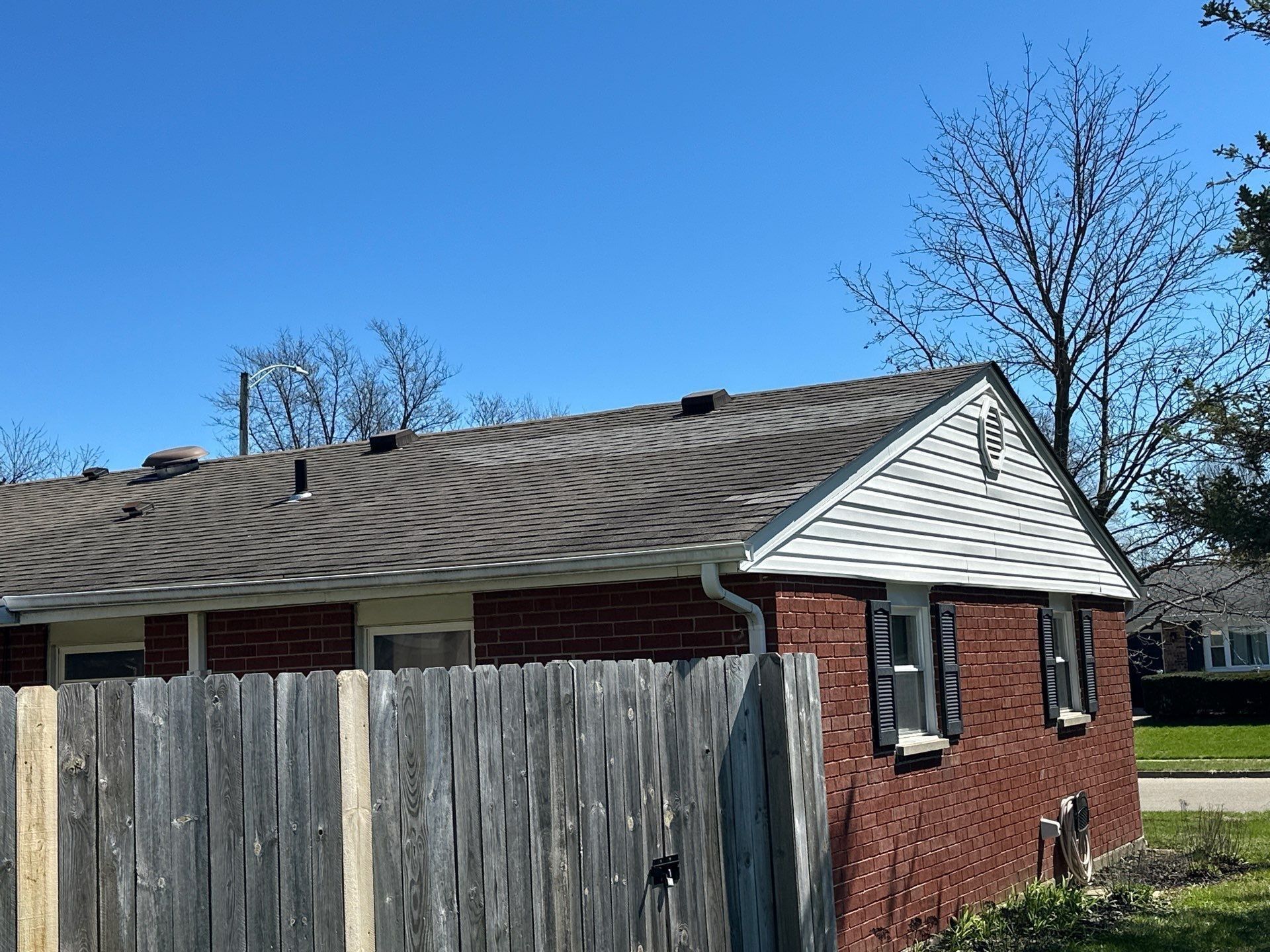 The roof from the side yard after the repair, Xenia, Ohio.