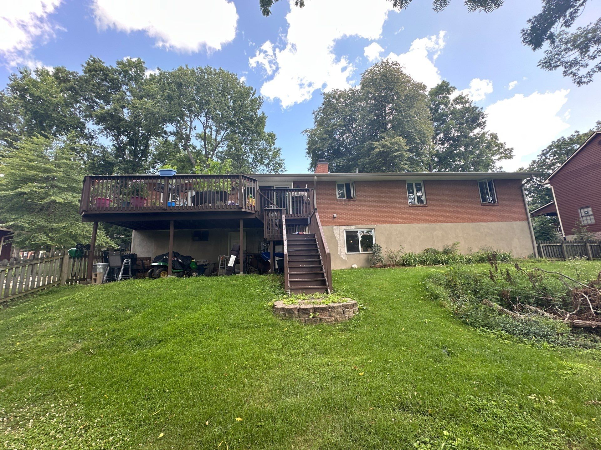 New gutters along the back of the house above the deck, Beavercreek, Ohio.