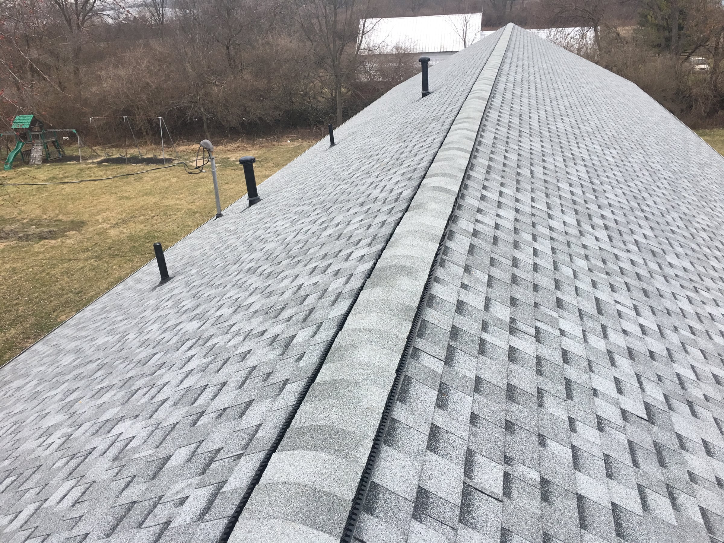 Vent pipes and capped ridge
