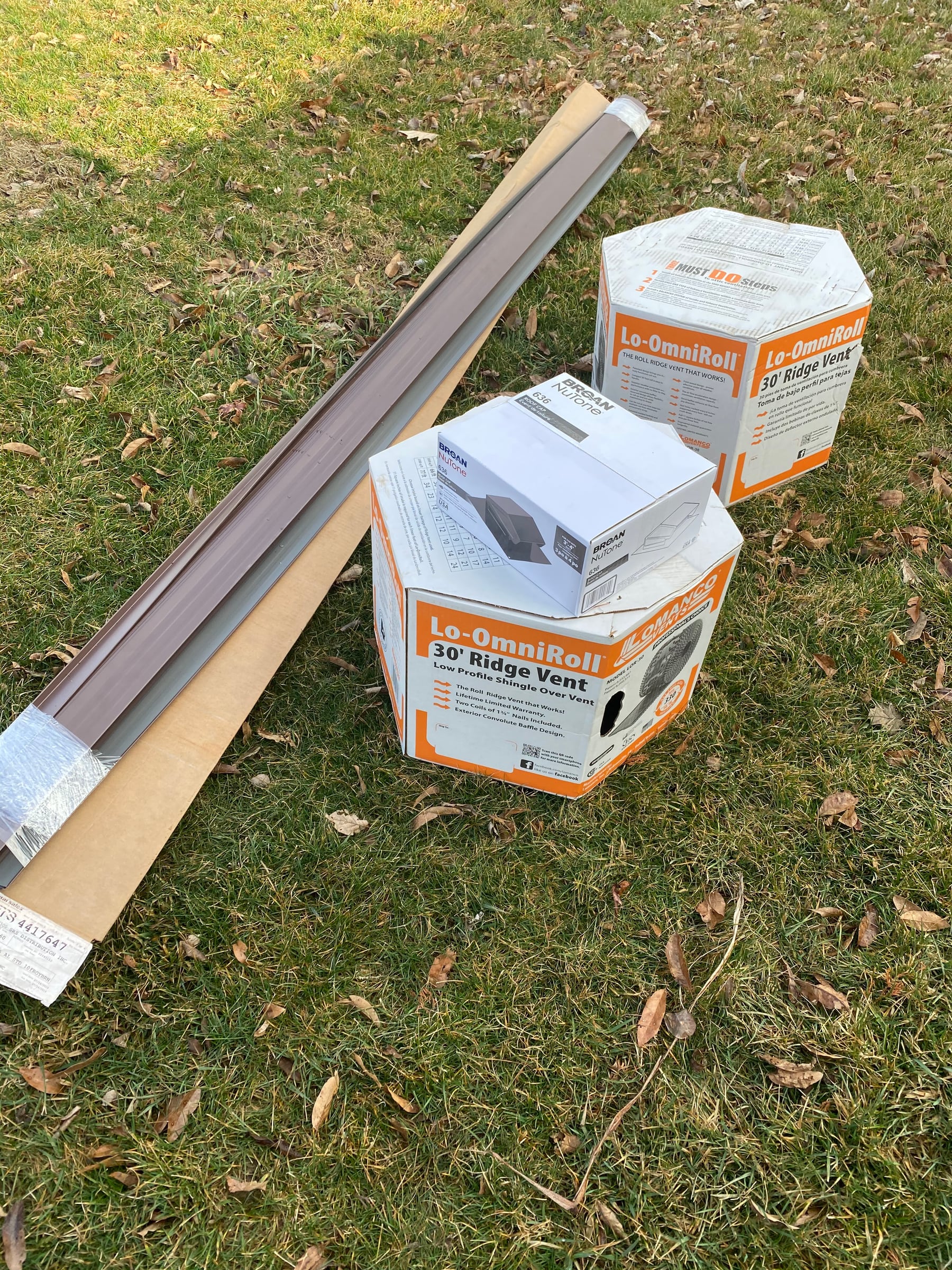 Two ridge vent boxes and edge metal coil