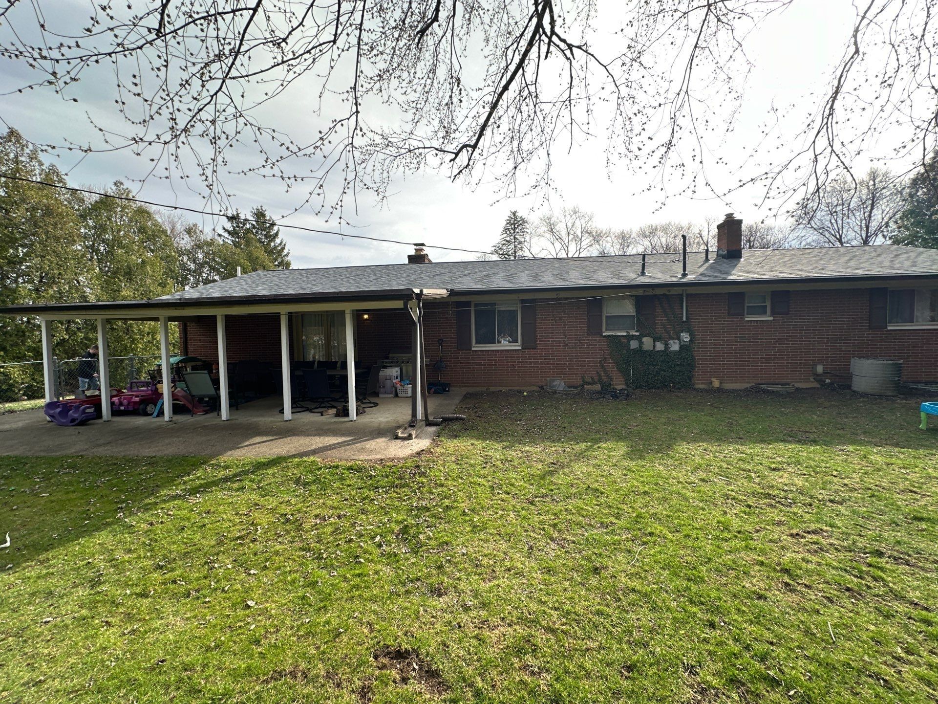 Rear of the home and covered porch