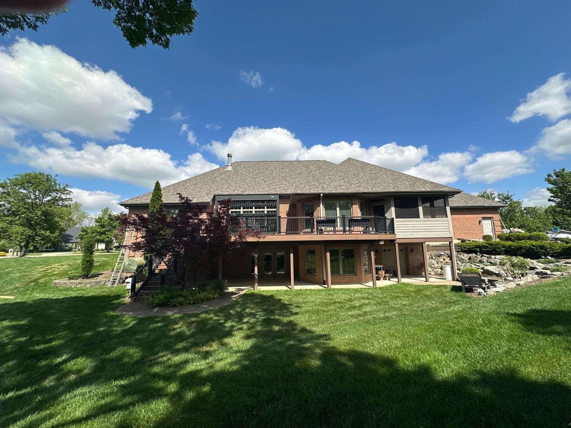 Rear elevation, deck and walkout level