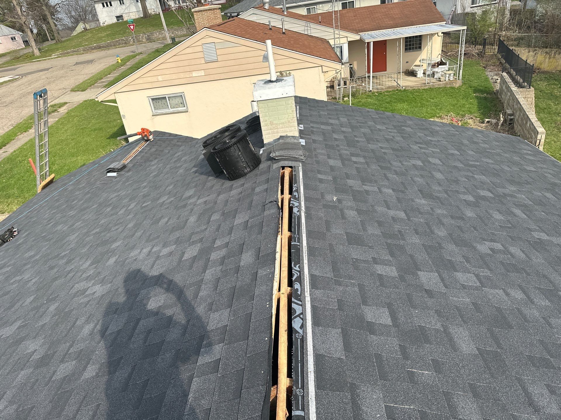 Timber and bucket on the ridge