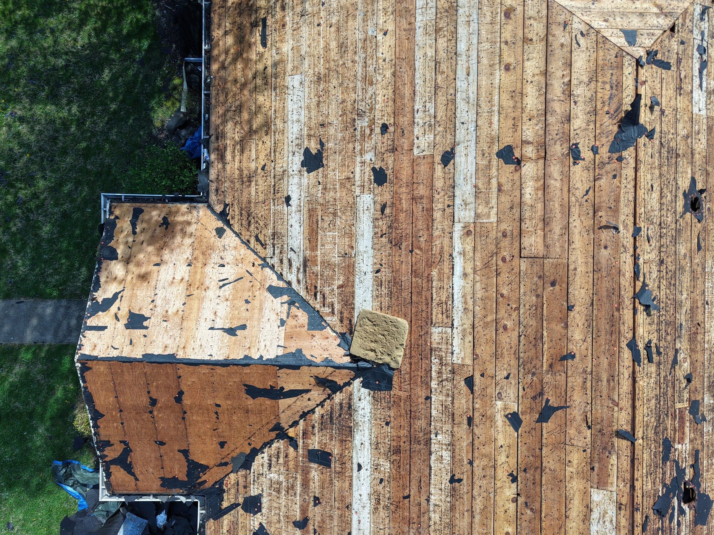New sheathing on the porch roof