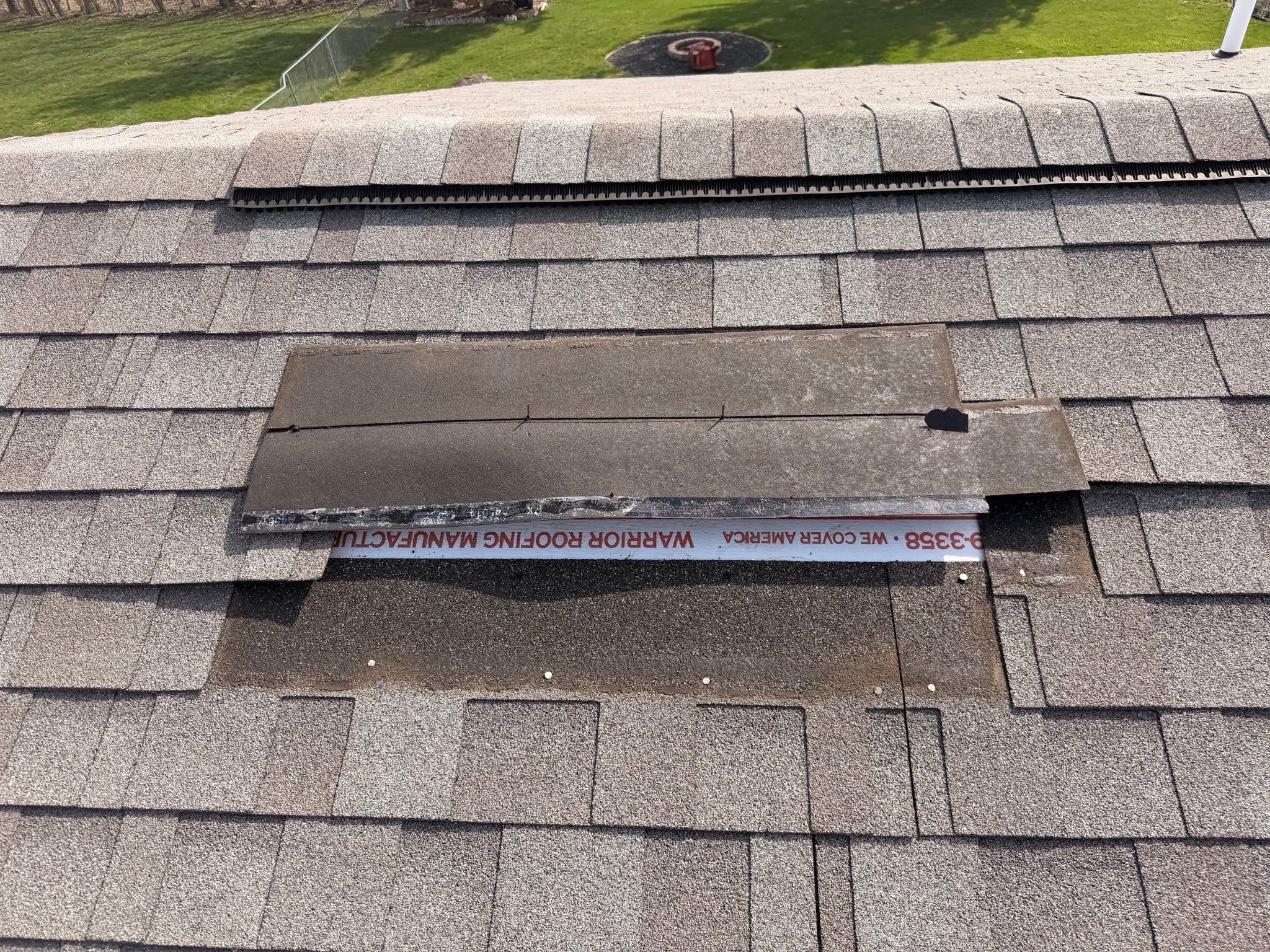 Lifted shingle courses and membrane beneath