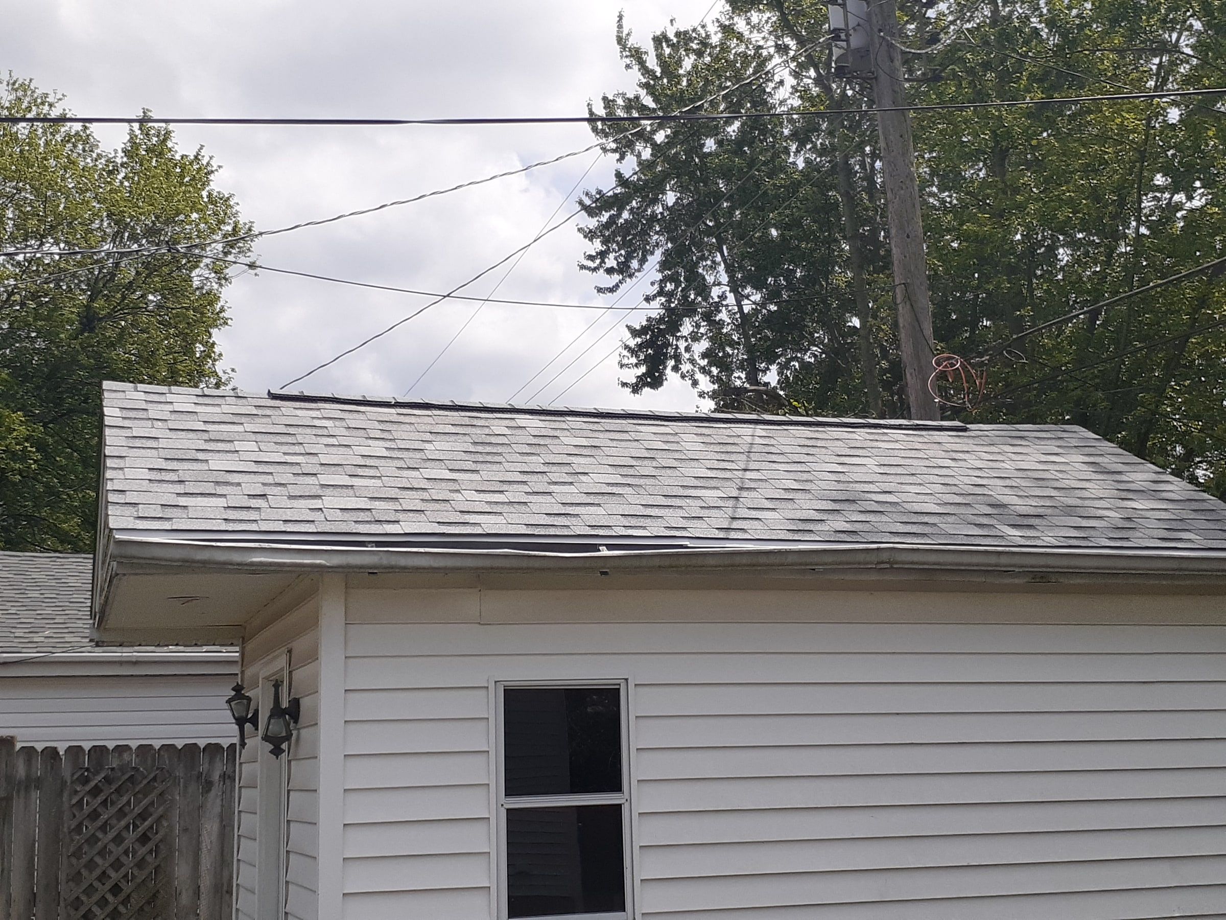 The side of the garage with its finished roof, Huber Heights, Ohio.