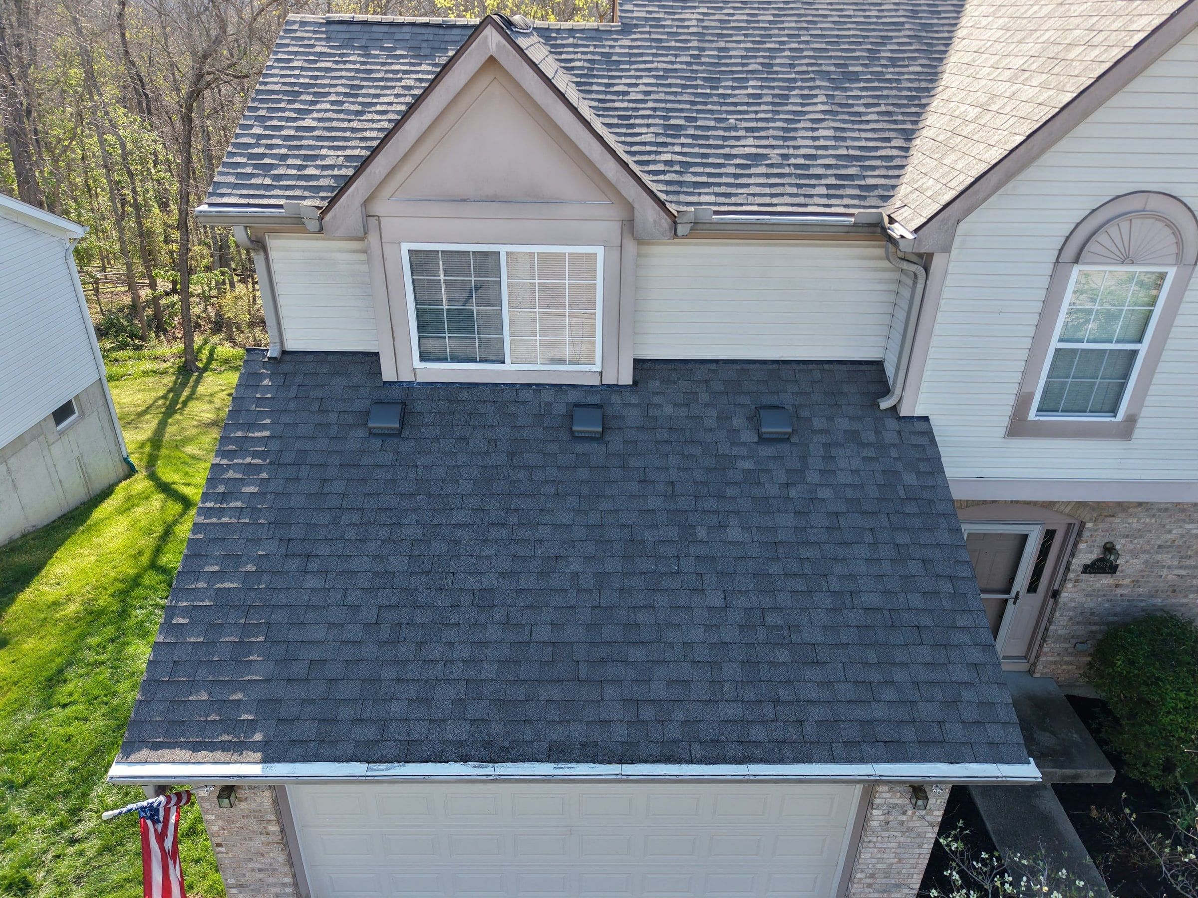 Garage plane, three box vents and dormer