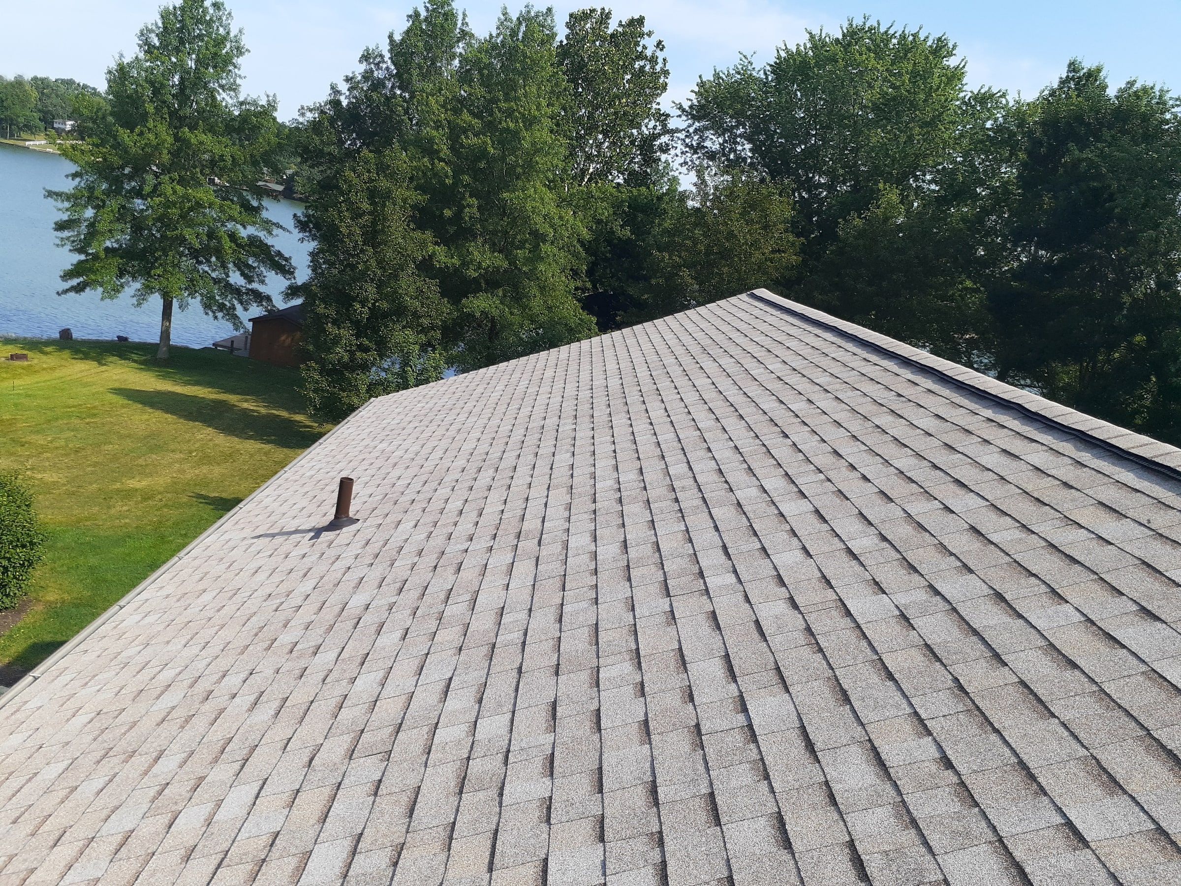 Finished back slope with a vent pipe facing the lake, Jamestown, Ohio.