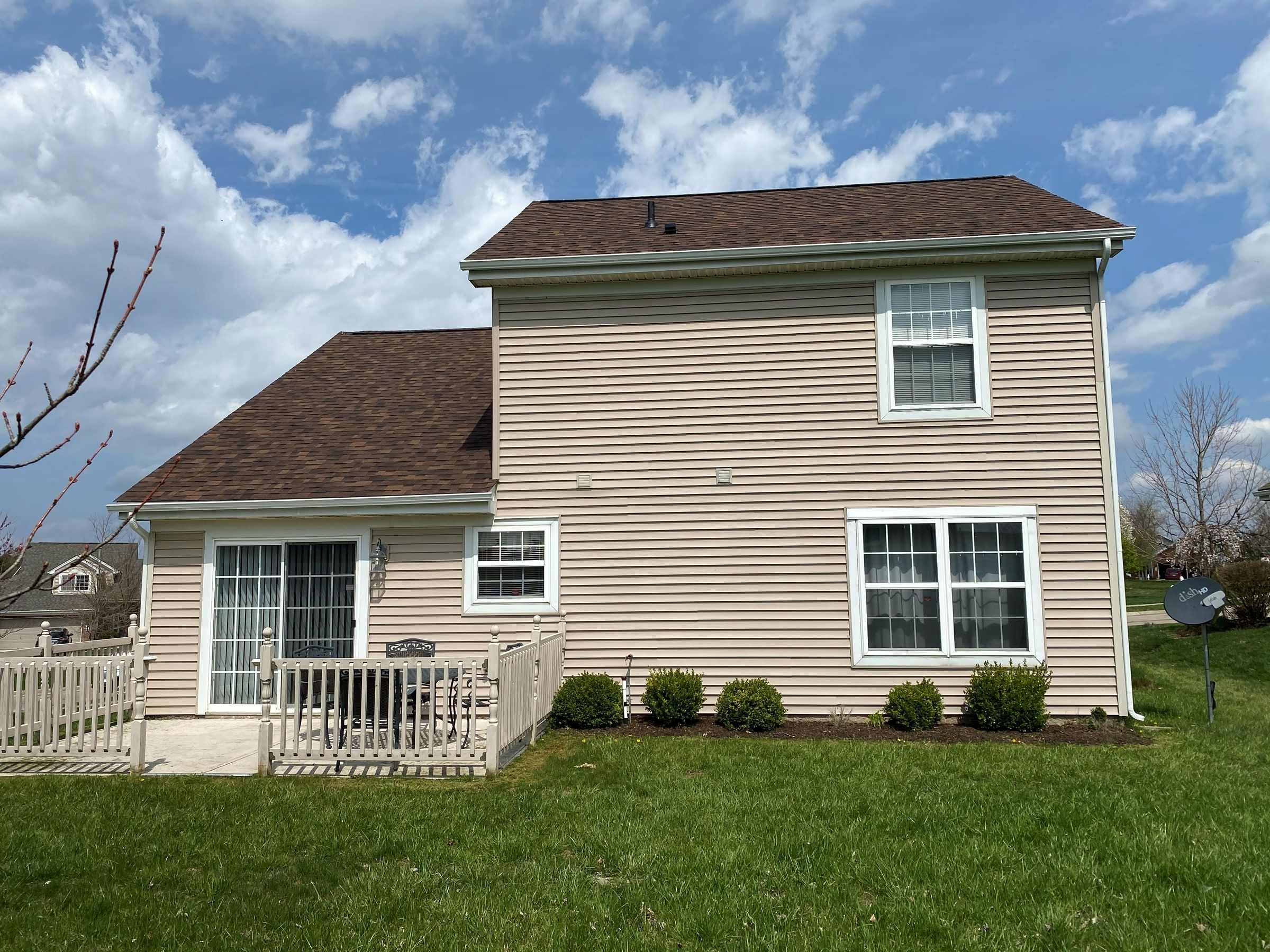 Roof over the rear of the house