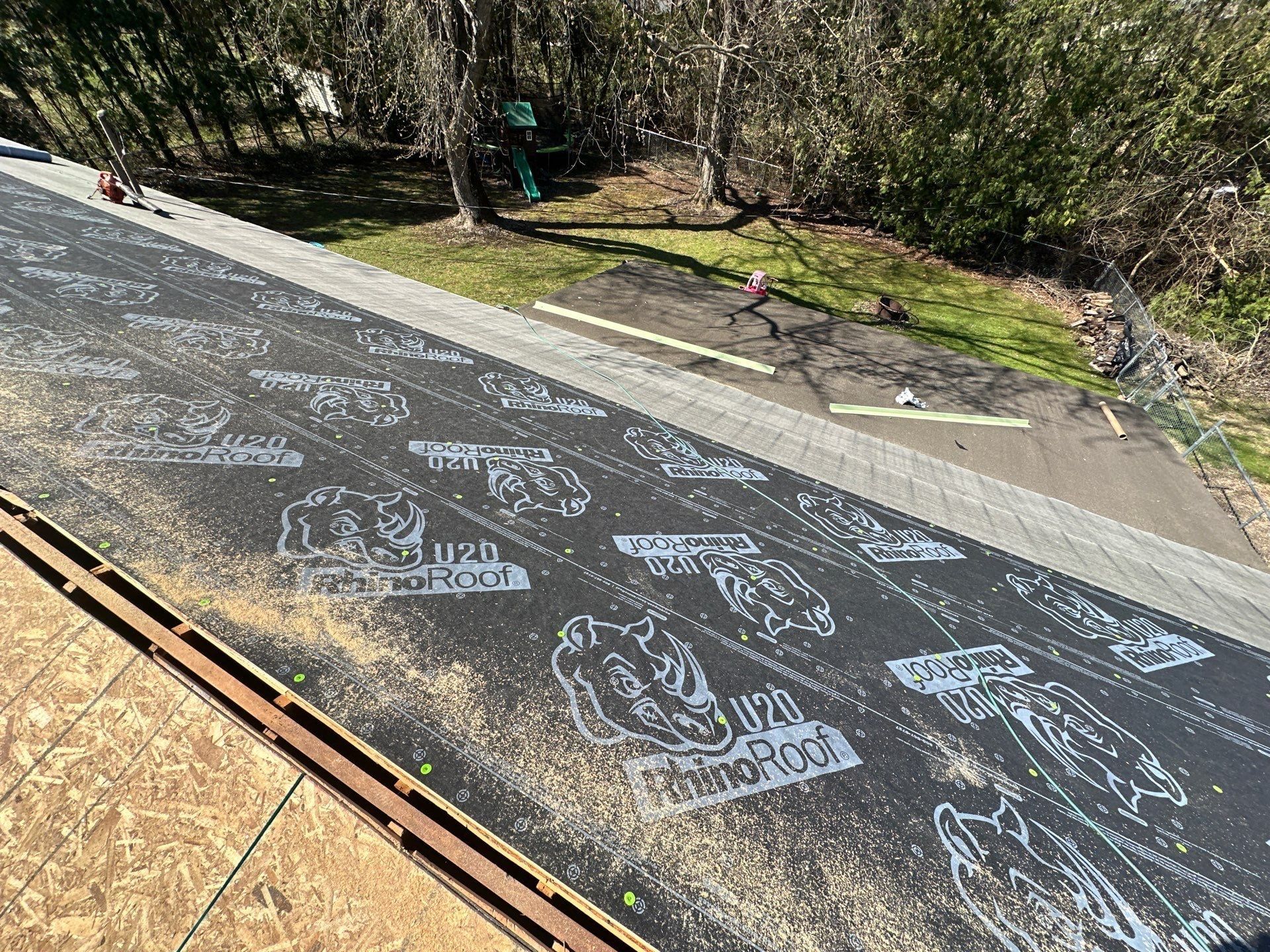 RhinoRoof underlayment over new sheathing