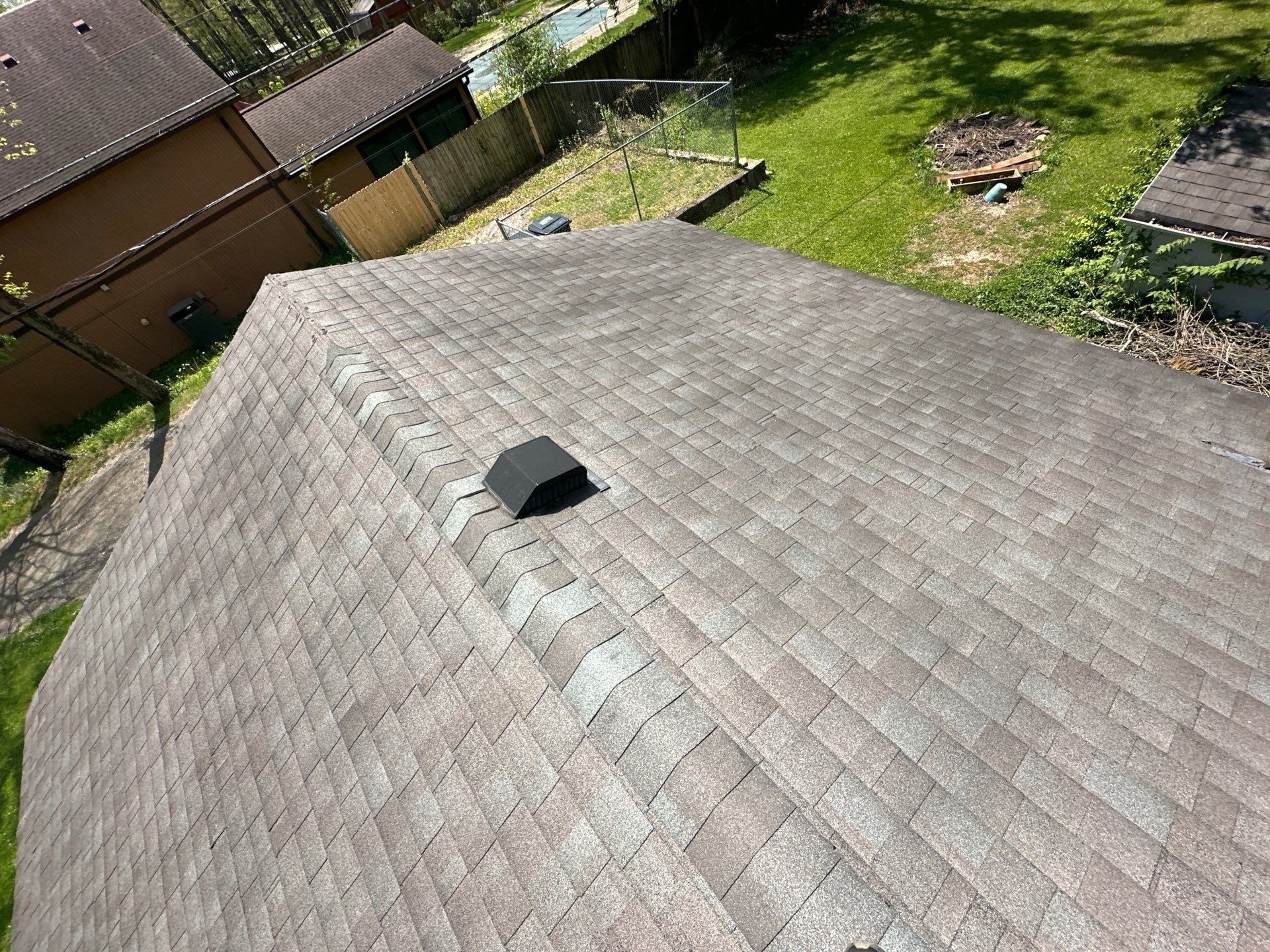The old garage roof at the hip with its vent, Beavercreek, Ohio.
