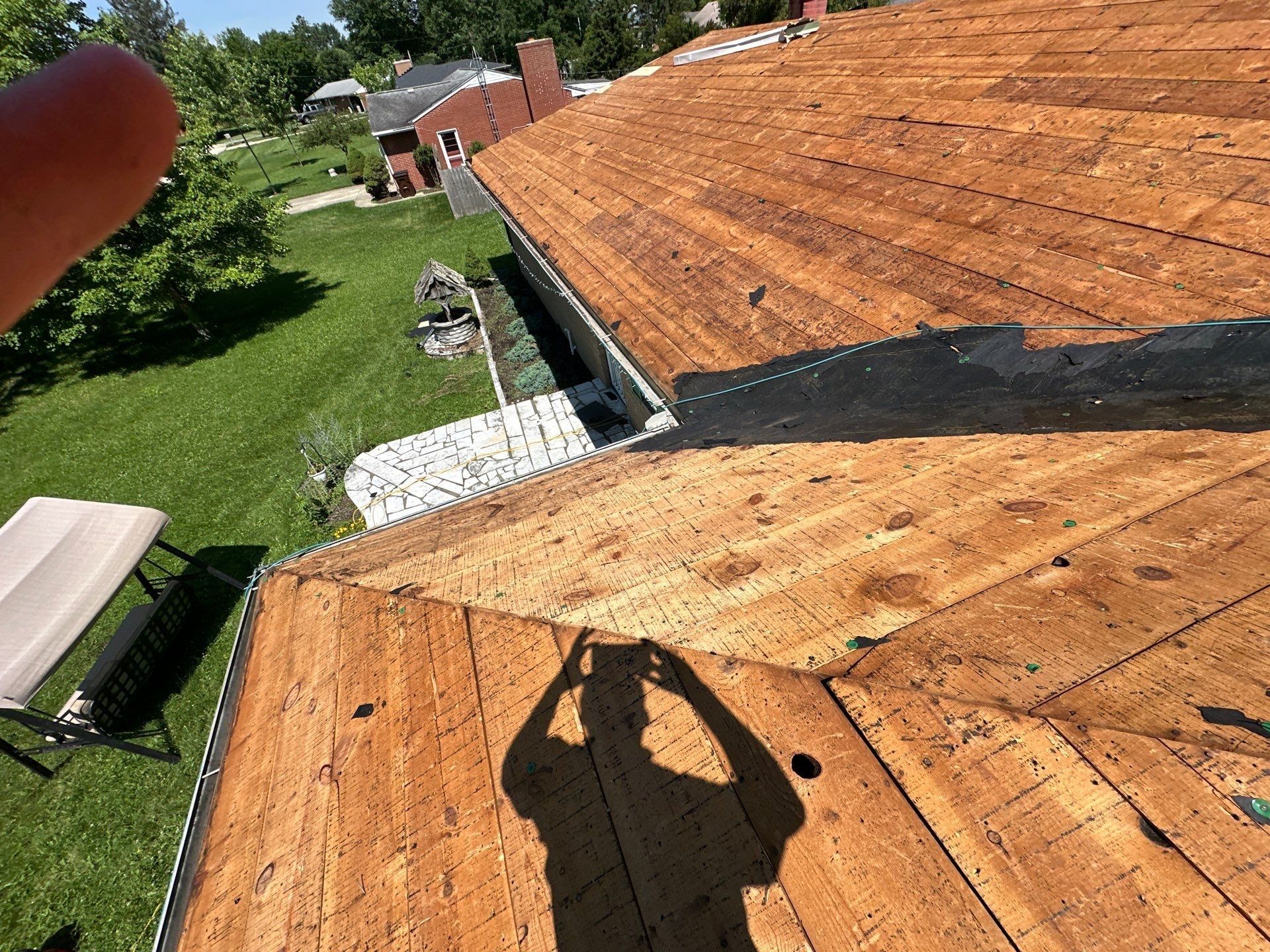 Ice and water shield rolled along the eave on the bare deck, Beavercreek, Ohio.