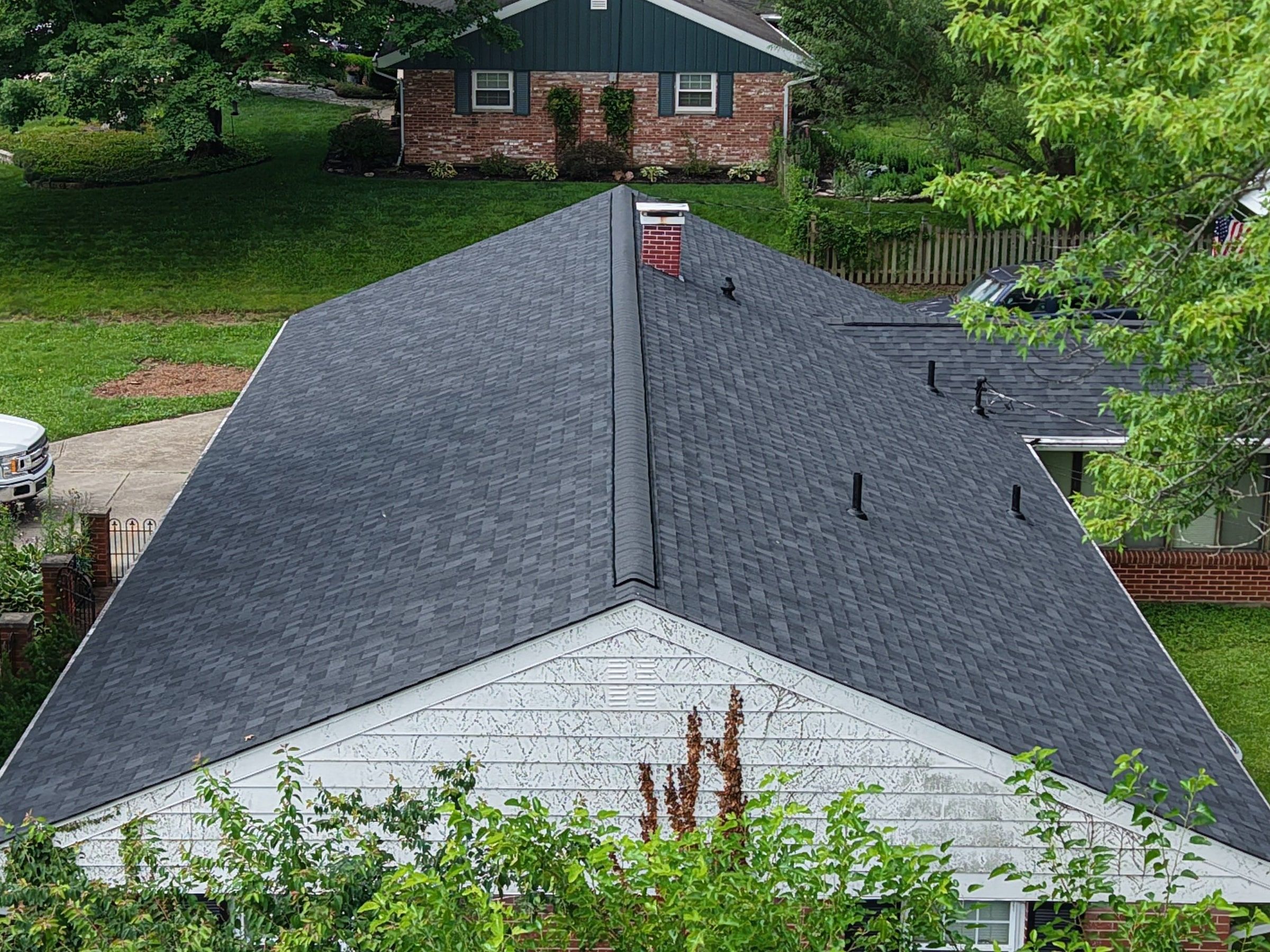 Rear gable and black pipe vents