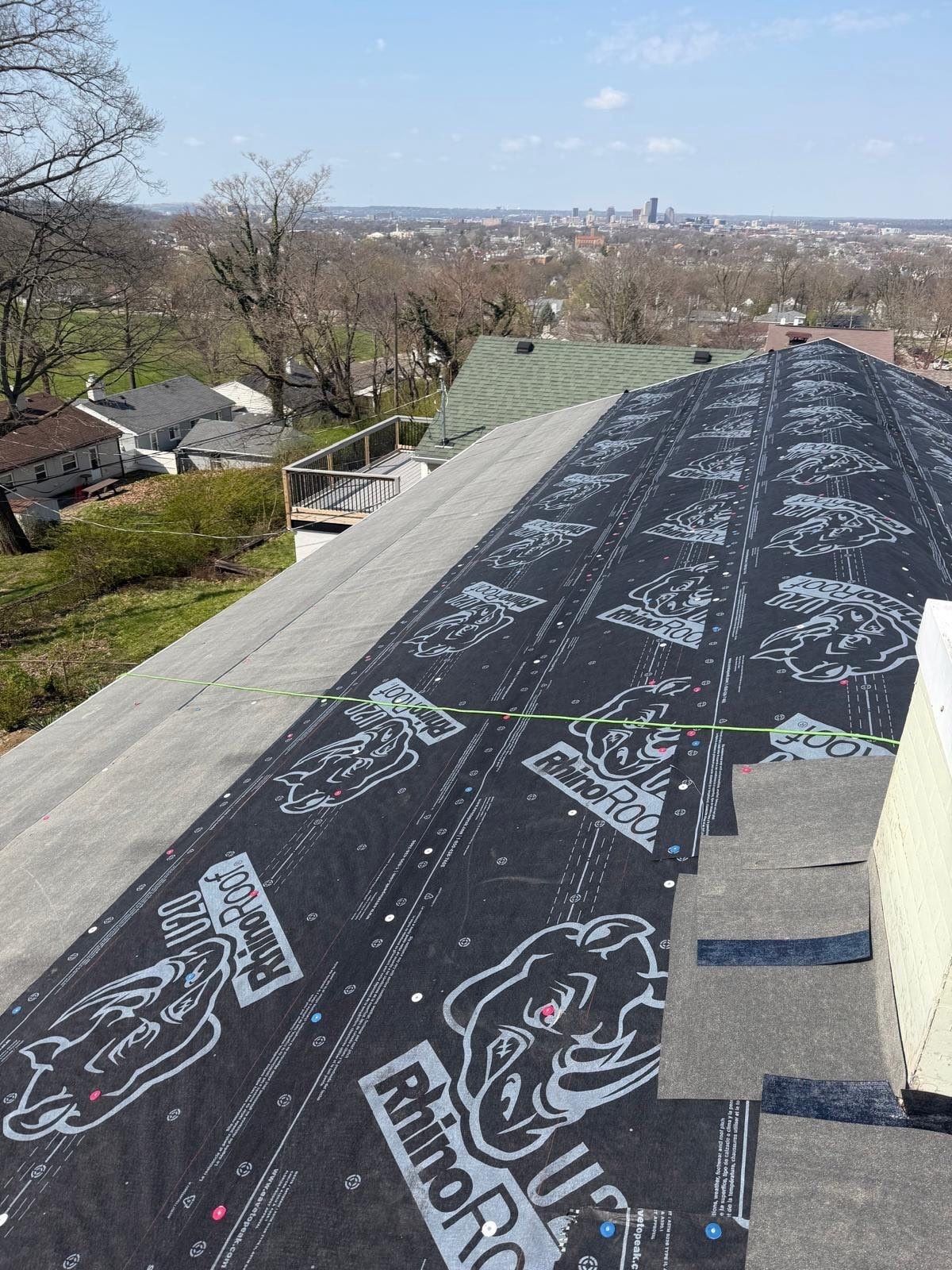 Underlayment and ice and water shield running up to the ridge, Dayton, Ohio.